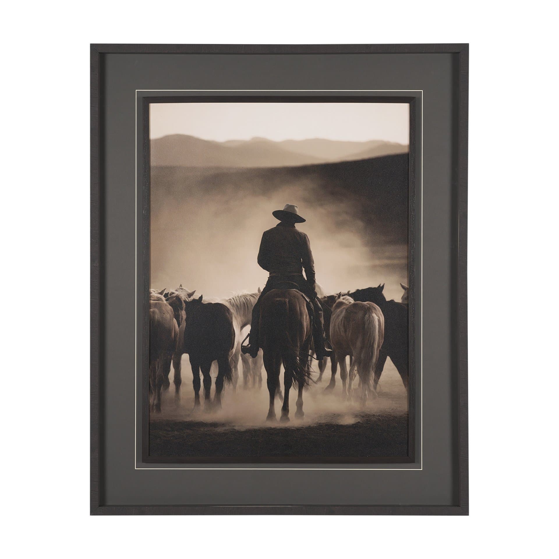 Western Horse Drive by Andreas Magnusson Textured FramedPhoto Print Matted under Glass — product photograph