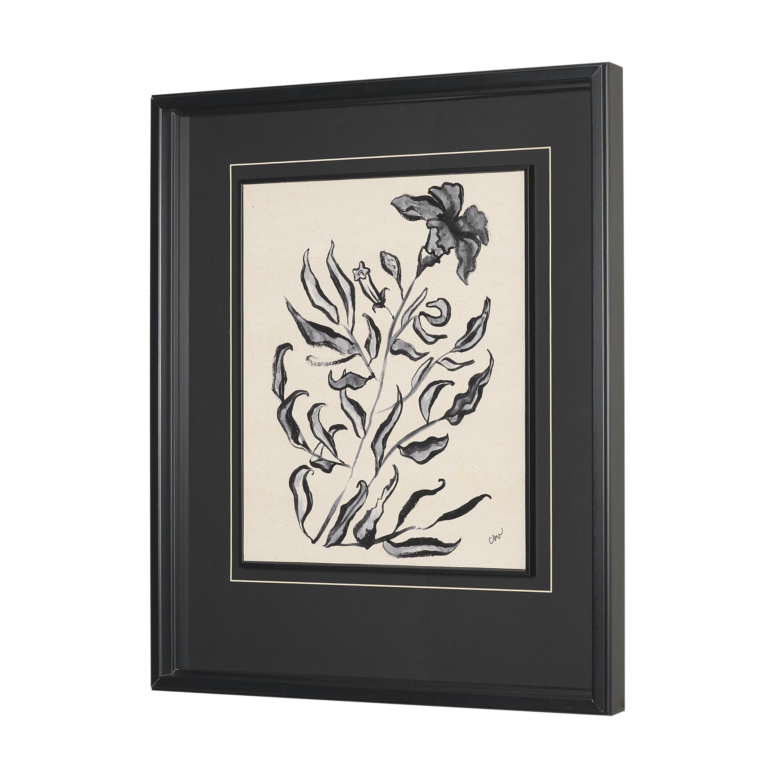 Pandora Plant by Cristina Bartl Villa Hand-Embellished Textured Framed Artwork Matted under Glass — product photograph