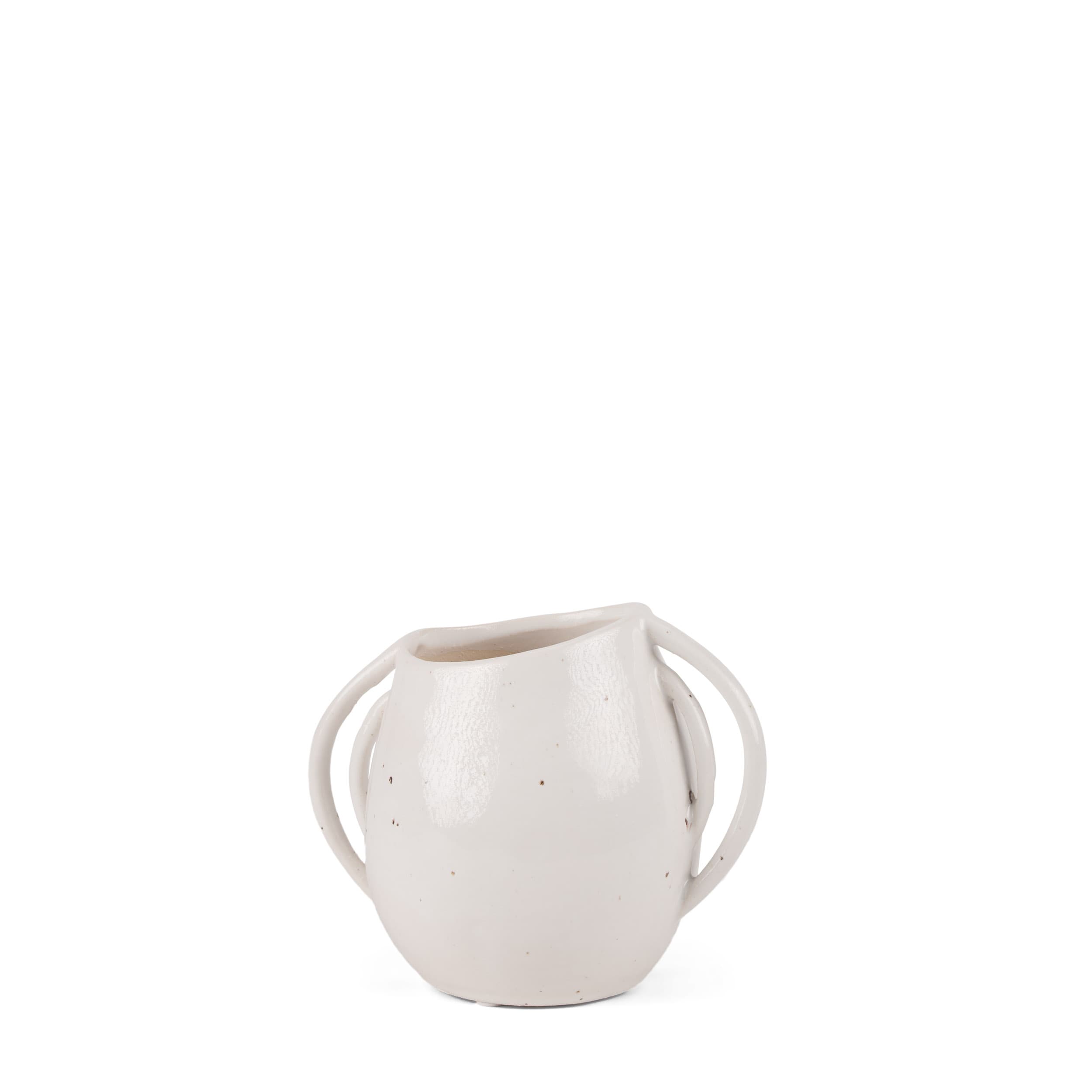 Urvi Short Off White Speckled Asymmetrical Ceramic Vase — product photograph