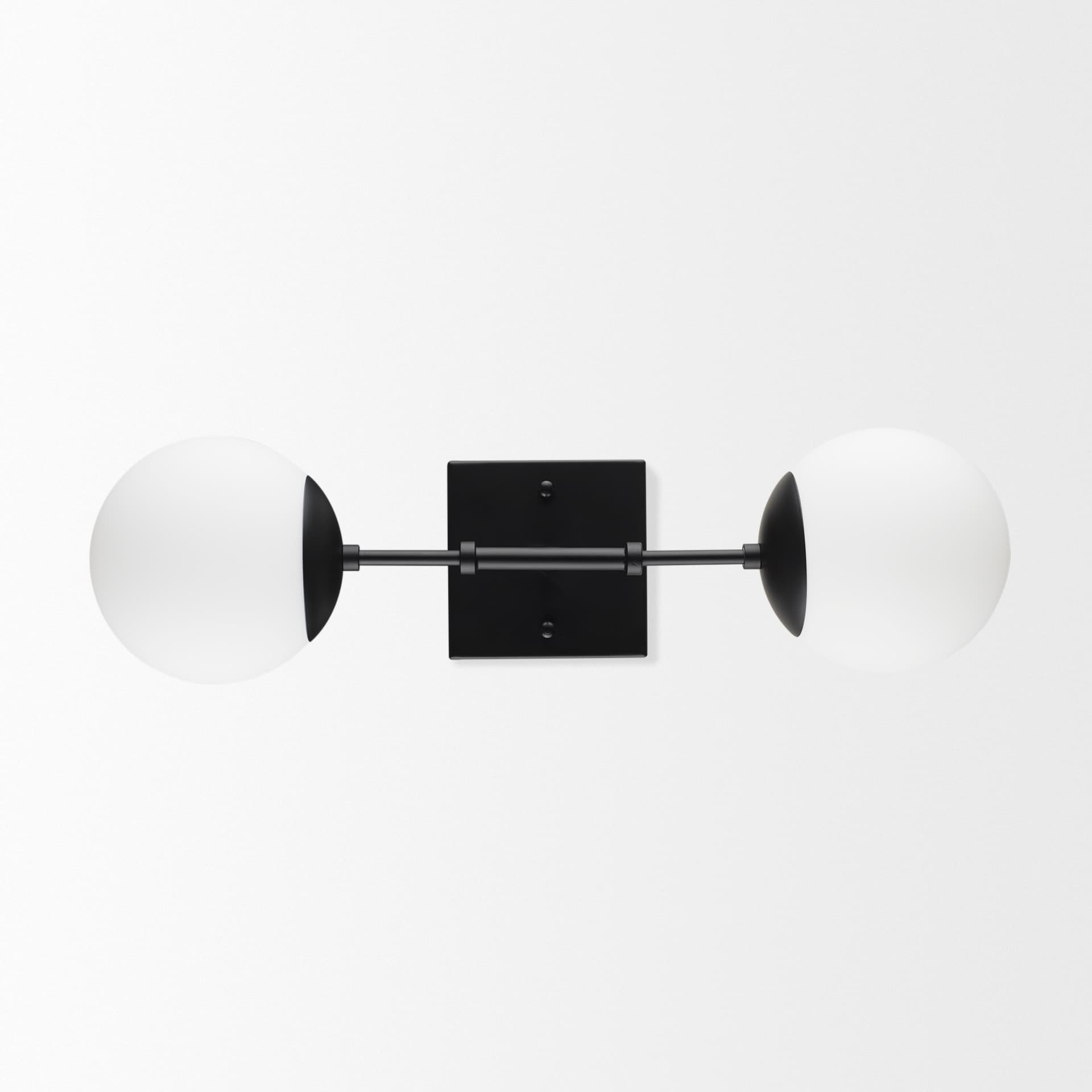 Edie Matte Black Metal w/ Frosted Glass Globes 2-Light Wall Sconce — product photograph