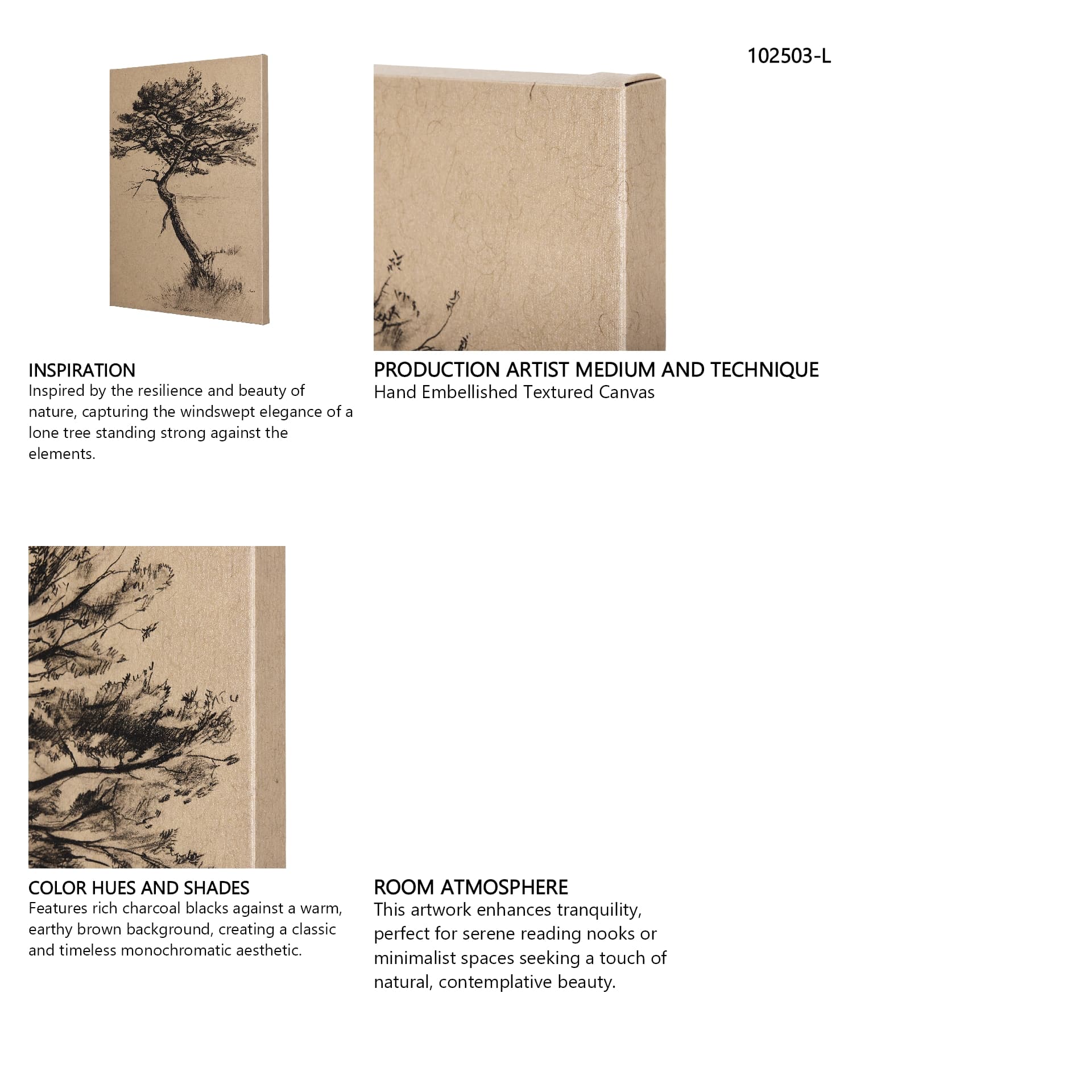 Tree Drawing III by Mercana Studio a Hand Embellished Textured Canvas — in a styled room