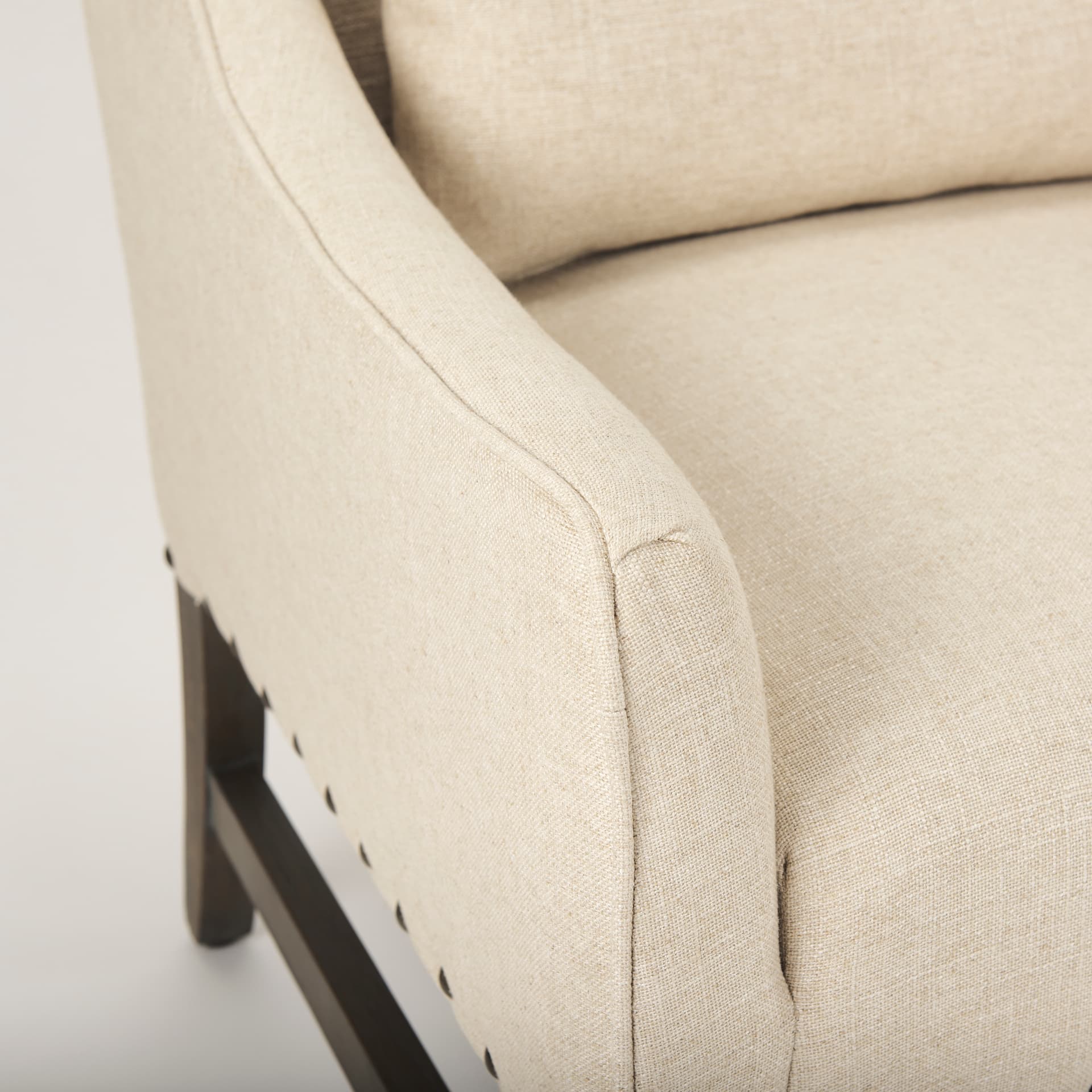 Kensington Cream Linen Fabric and Wood Accent Chair — product photograph