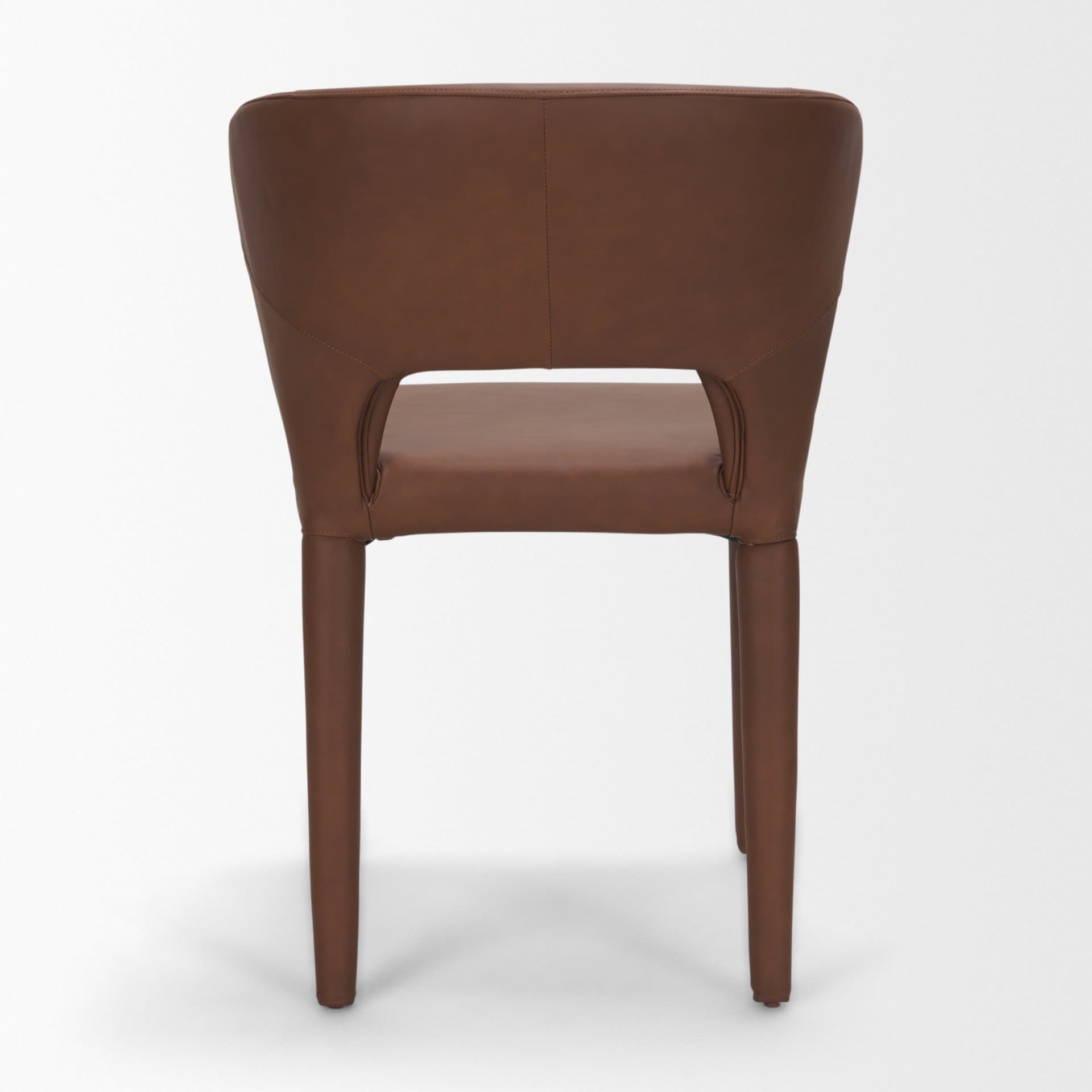 Marek Wingback Dining Arm Chair | Nutmeg Leather w/ Wood — product photograph