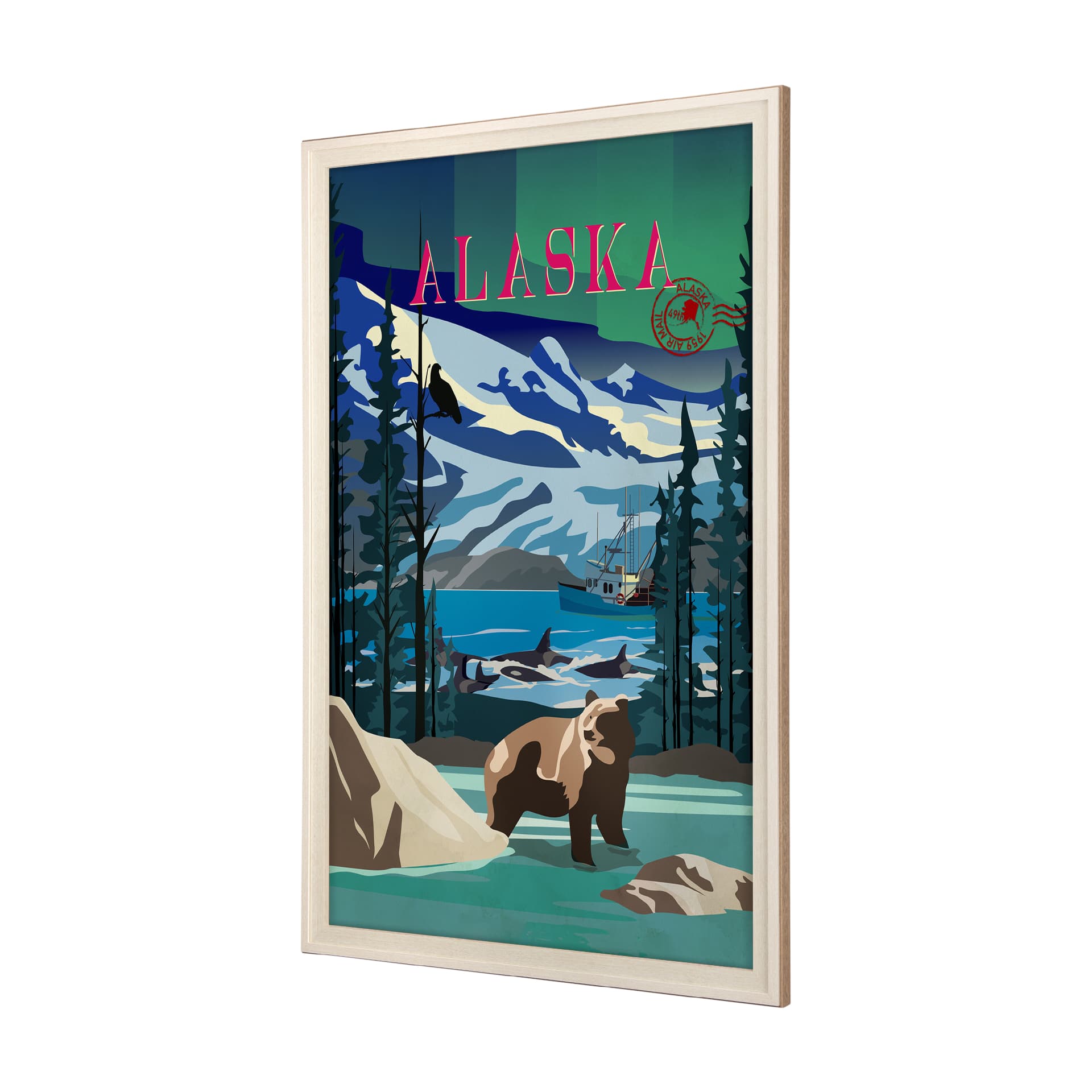 Alaska Go USA (XL) by Mercana Studio a Hand Embellished Decograph Framed Art Print under Glass — product photograph