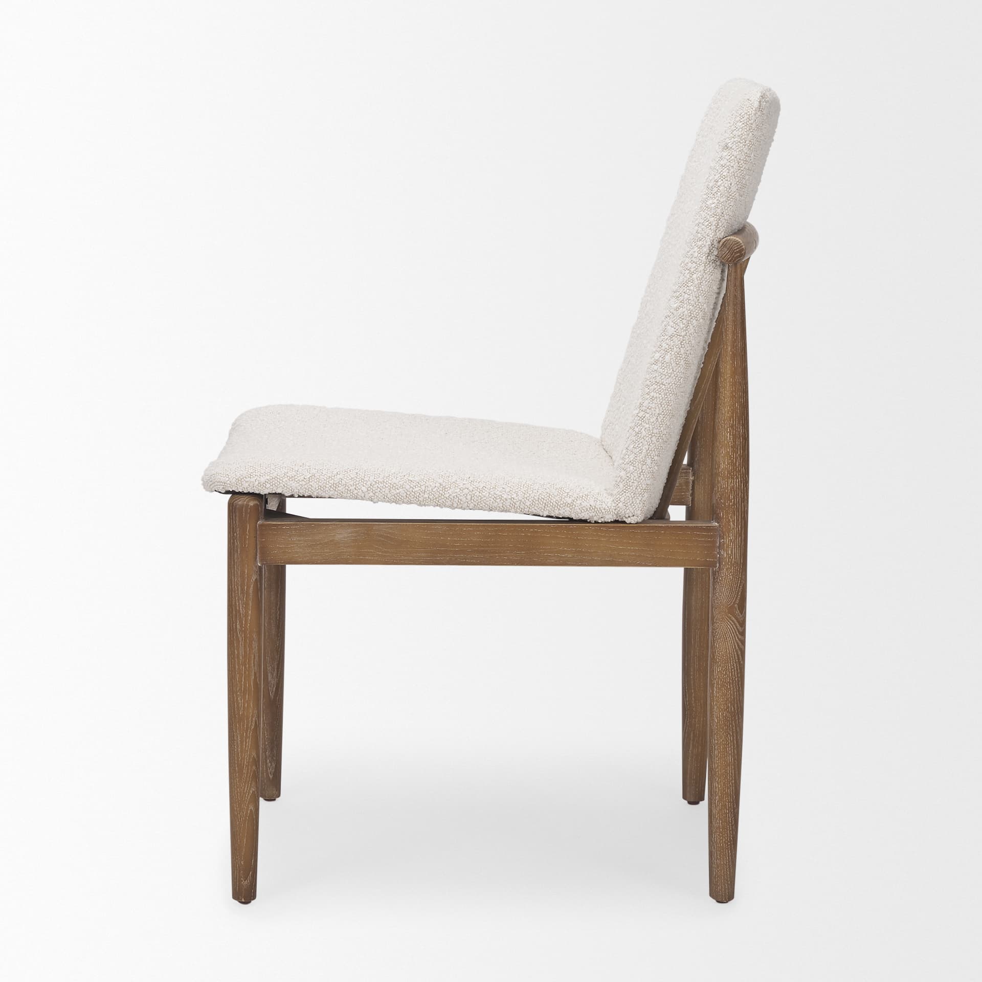 Cavett Curved Back Dining Side Chair | Cream Boucle w/ Wood — product photograph