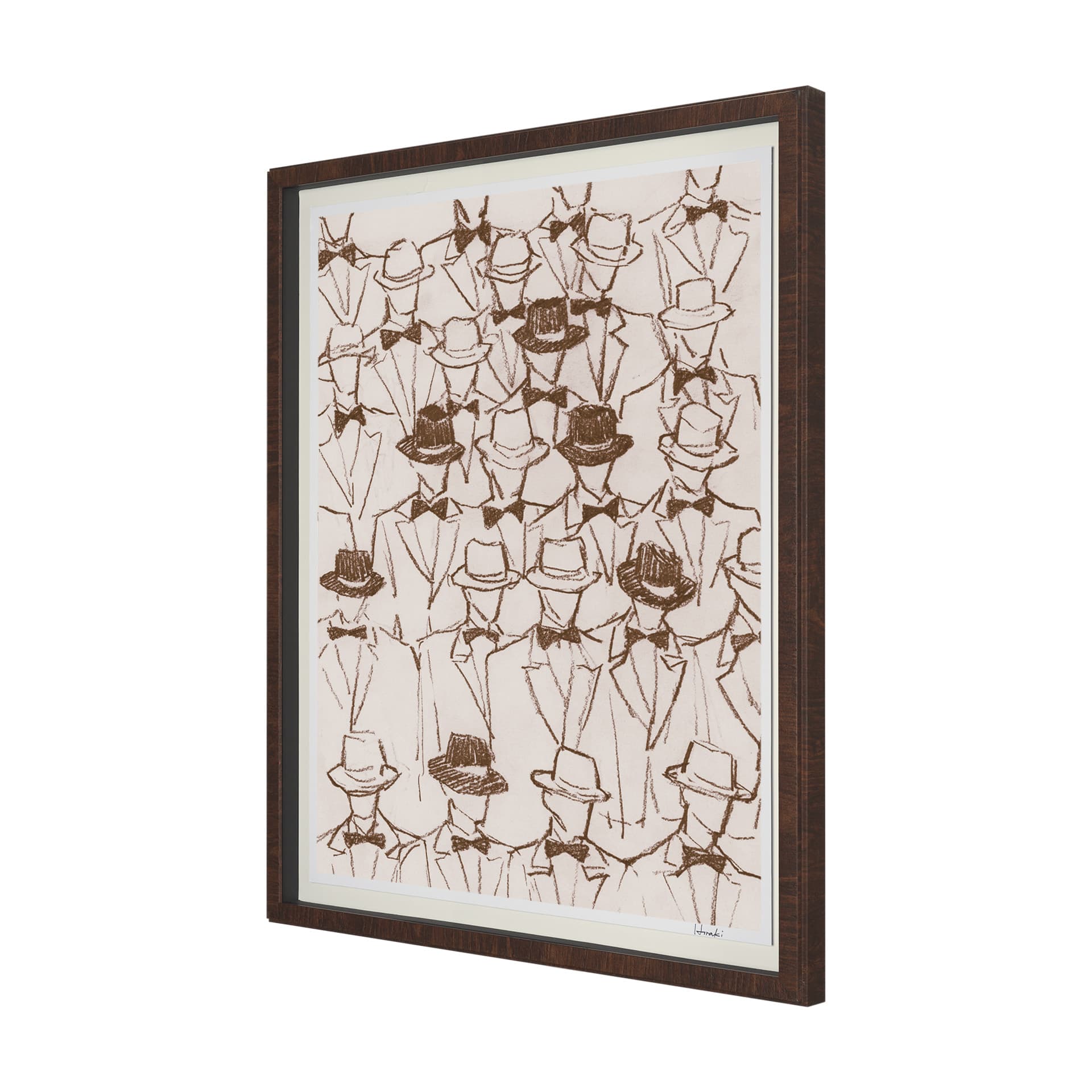 Hats & Bow Ties by Mercana Studio Hand-Embellished Framed Artwork Matted under Glass — product photograph