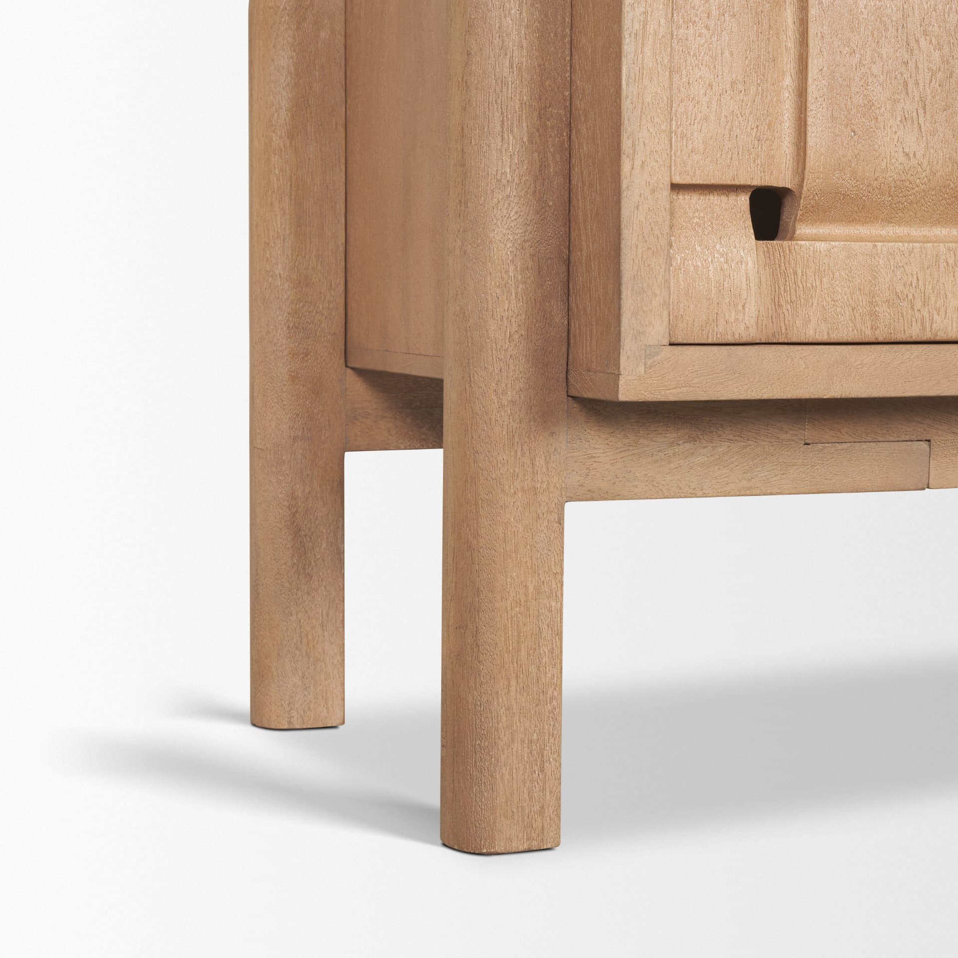 Trellyn Light Brown Solid Wood 4-Door Sideboard with Carved Woven Doors — product photograph