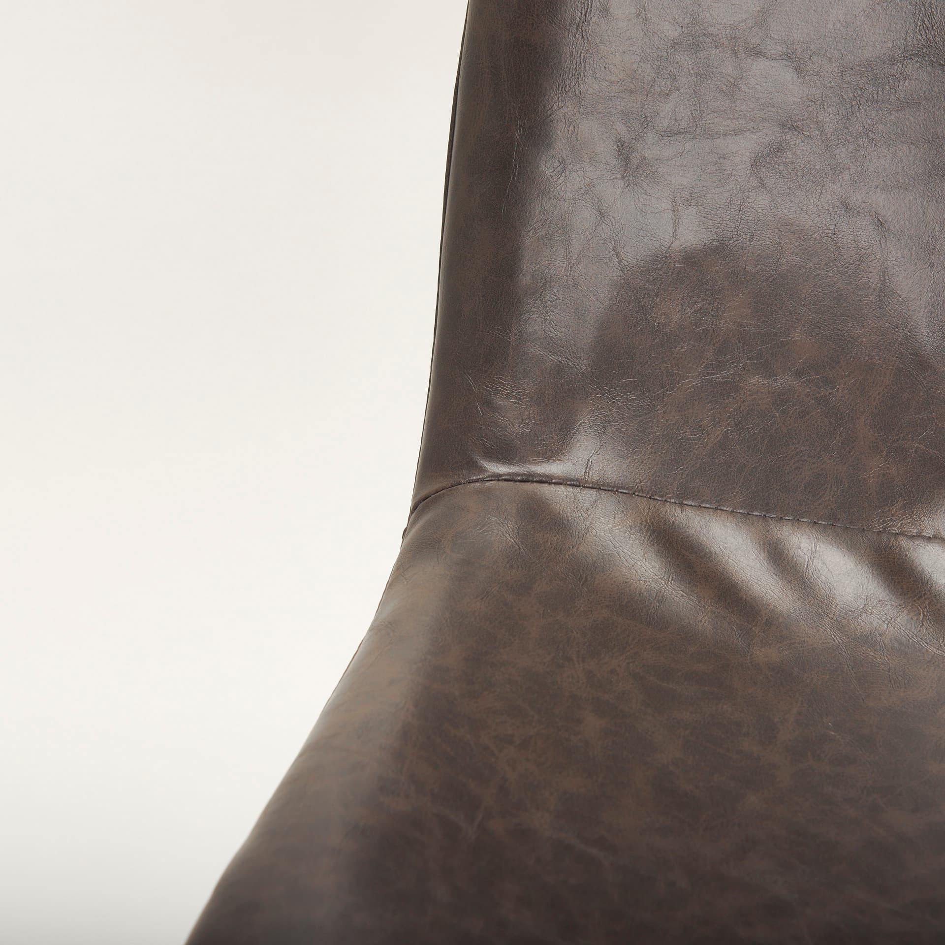 Sawyer Solid Back Dining Side Chair | Dark Brown Faux Leather w/ Iron — product photograph