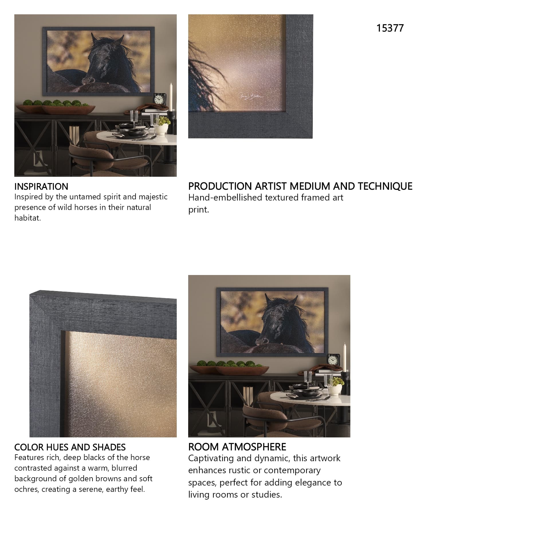 Wild Horses by Gary Blatter a Hand Embellished Textured Framed Photo Art Print — in a styled room