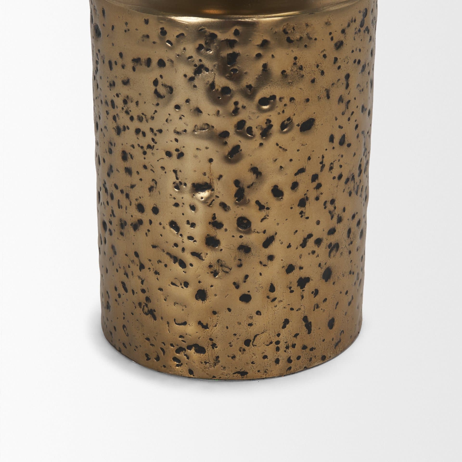 Akira Large Hammered Gold Metal Pillar Candle Holder — product photograph