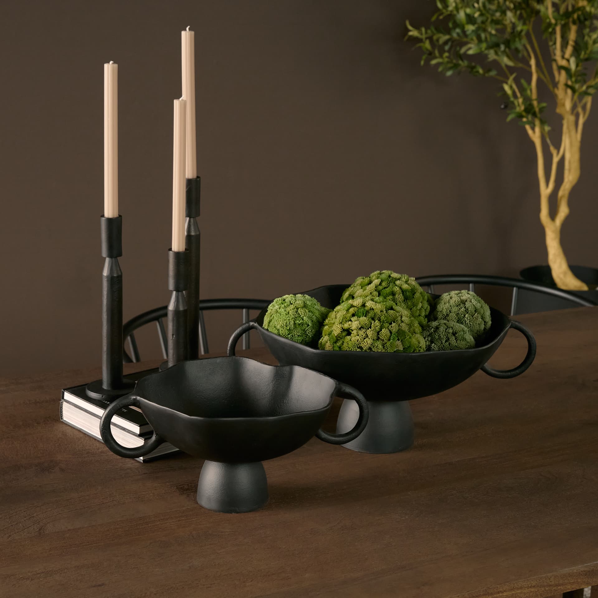 Radka Large Matte Black Metal Decorative Bowl — product photograph