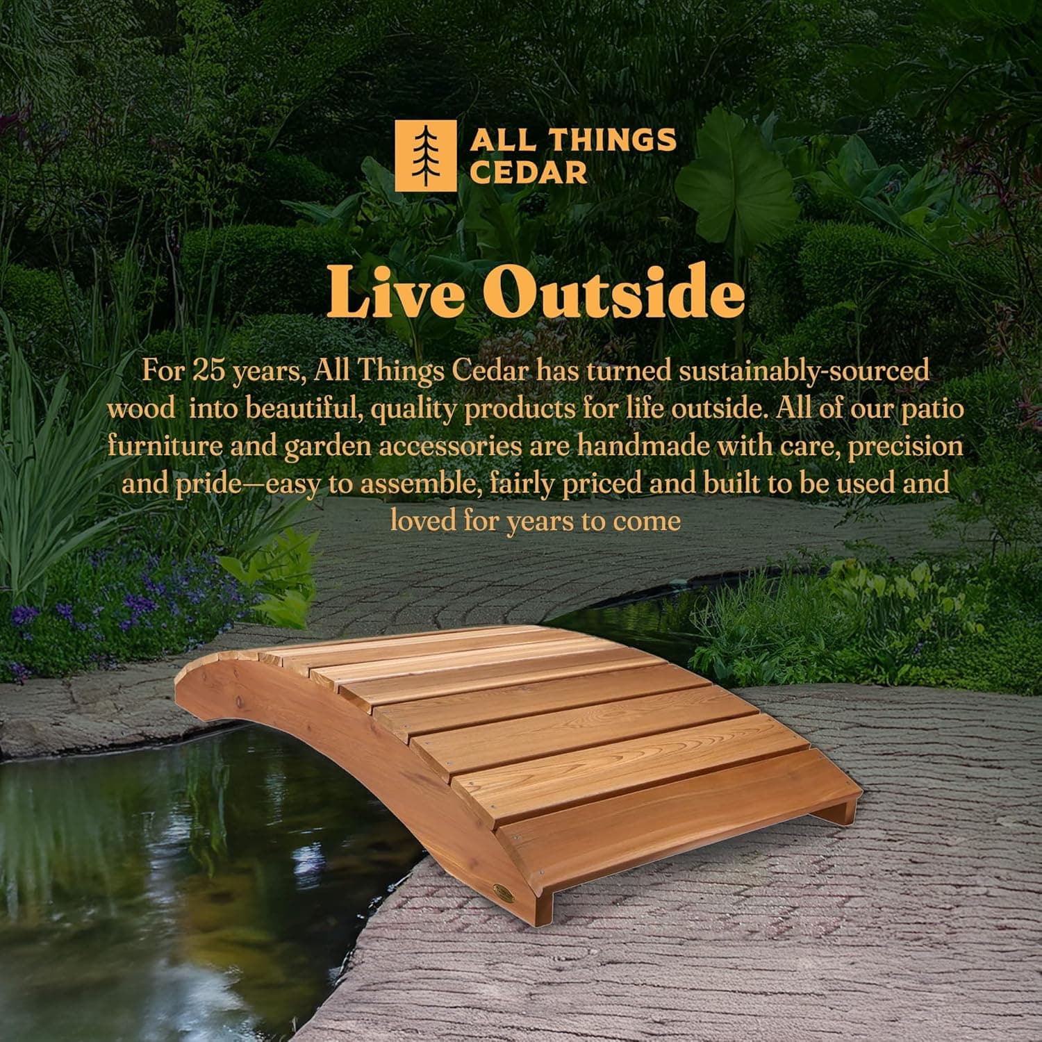 6-Ft Cedar Garden Bridge — product photograph