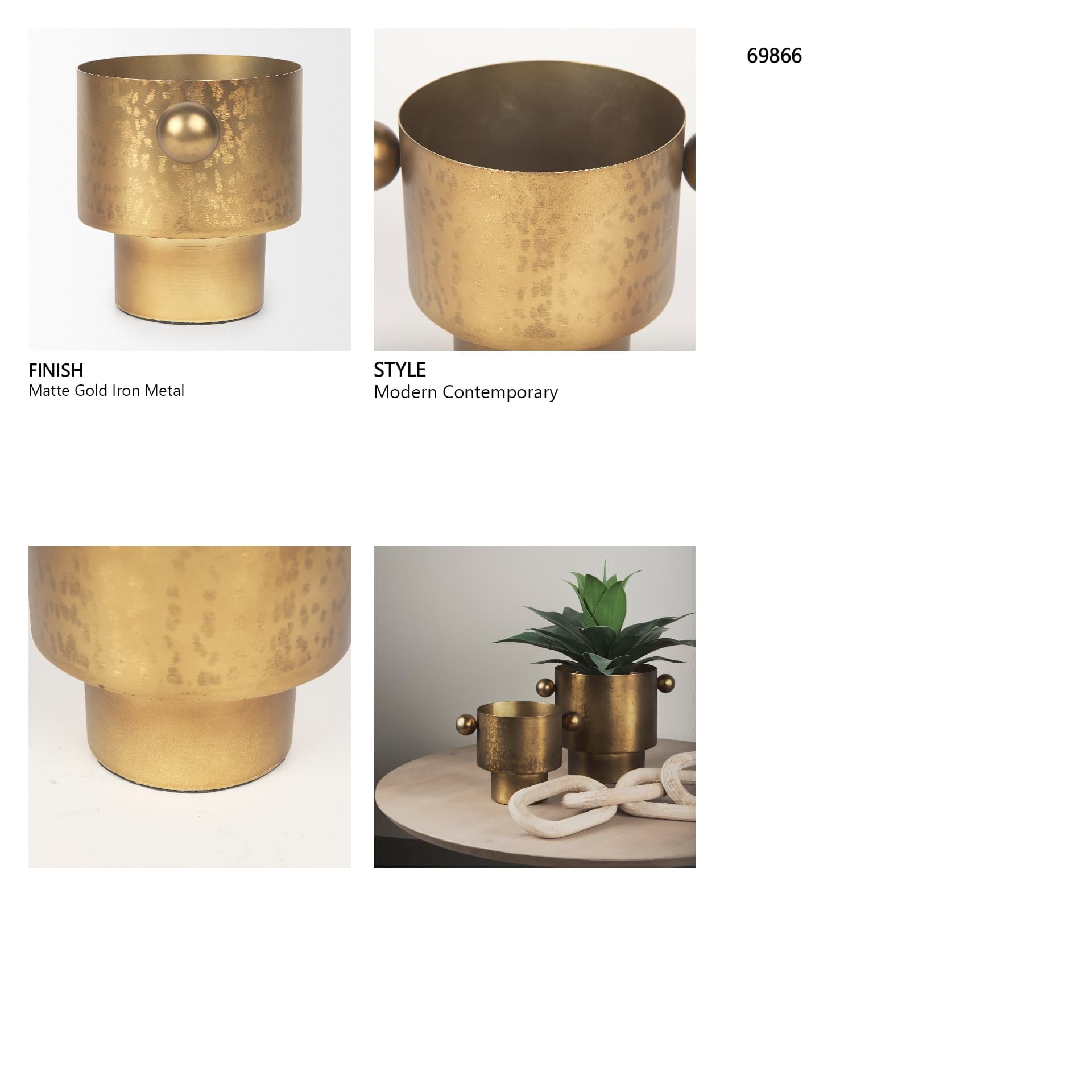 Juno 6.5H Medium Gold Iron Medium Vase — in a styled room