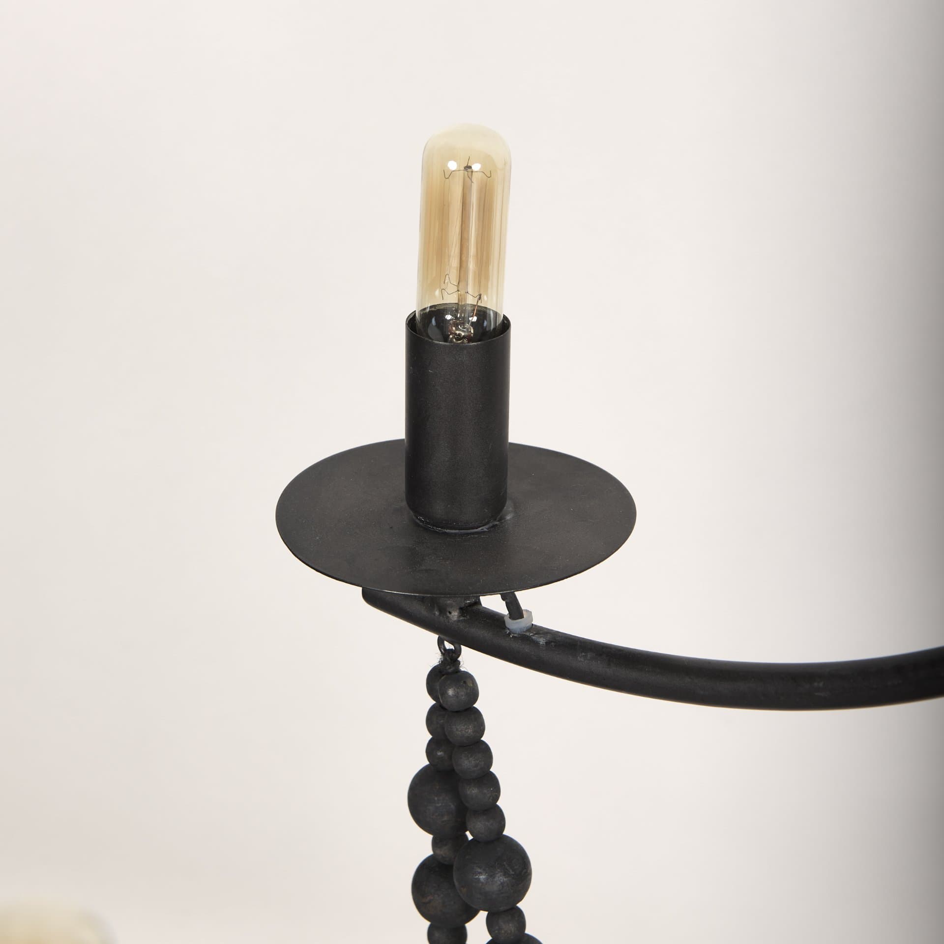 Selma Black Wood Bead and Metal Chandelier — product photograph