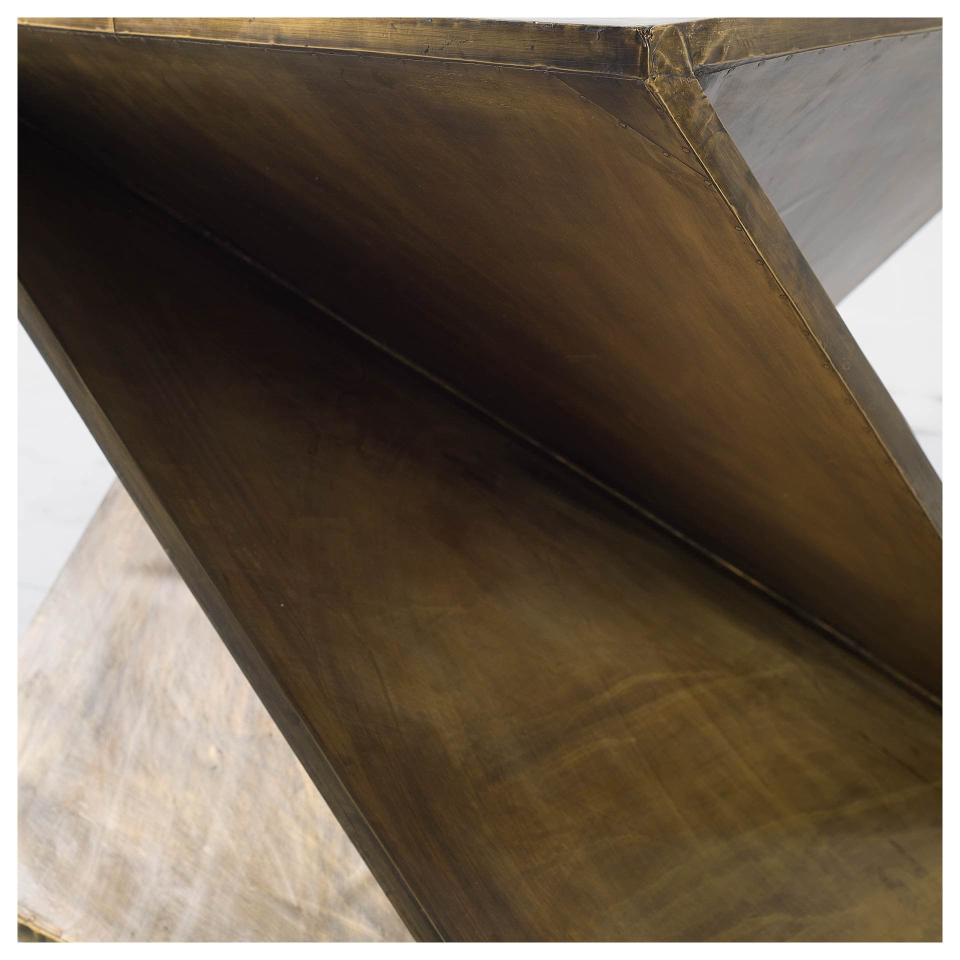 Zelda 20L x 20W Gold Metal-Cladded Z-Shaped Wooden Accent Table — product photograph