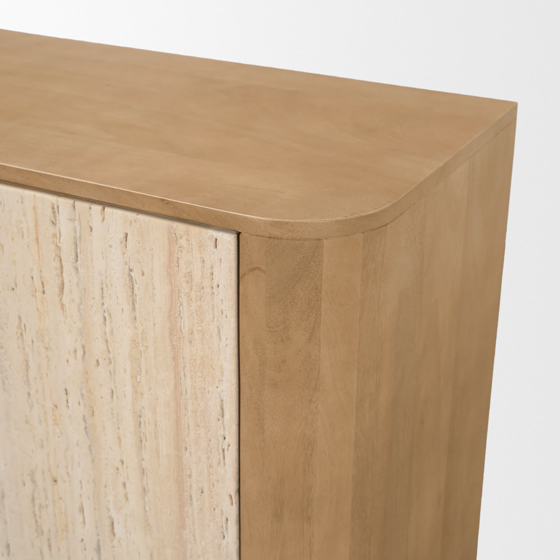Serrin Solid Wood w/ Travertine 4 Door Closed Sideboard — product photograph