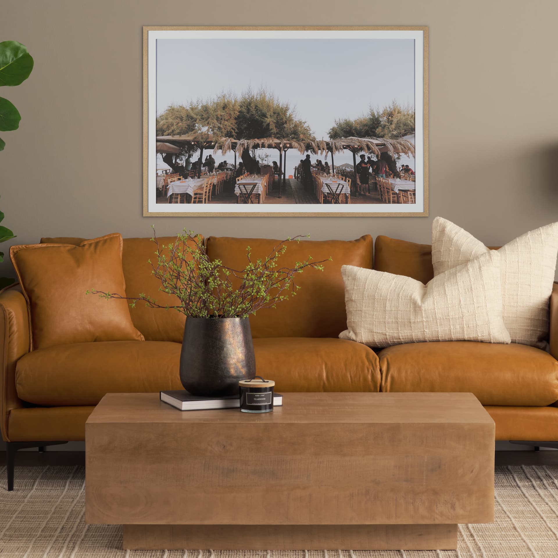 Greek Feast by Kelly Frere FramedPhoto Print Matted under Glass — in a styled room