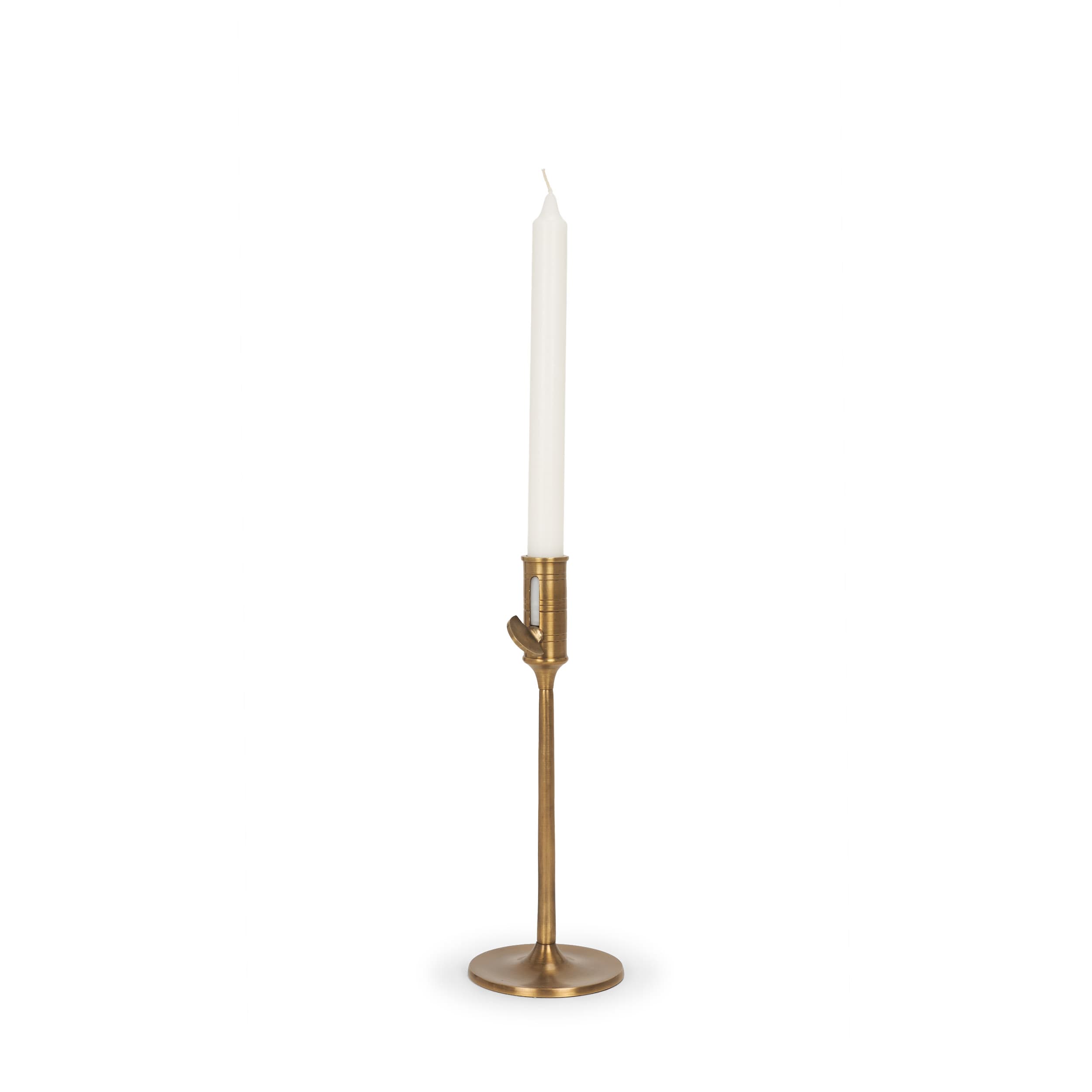 Chantria Small Solid Natural Brass Adjustable Taper Candle Holder — product photograph