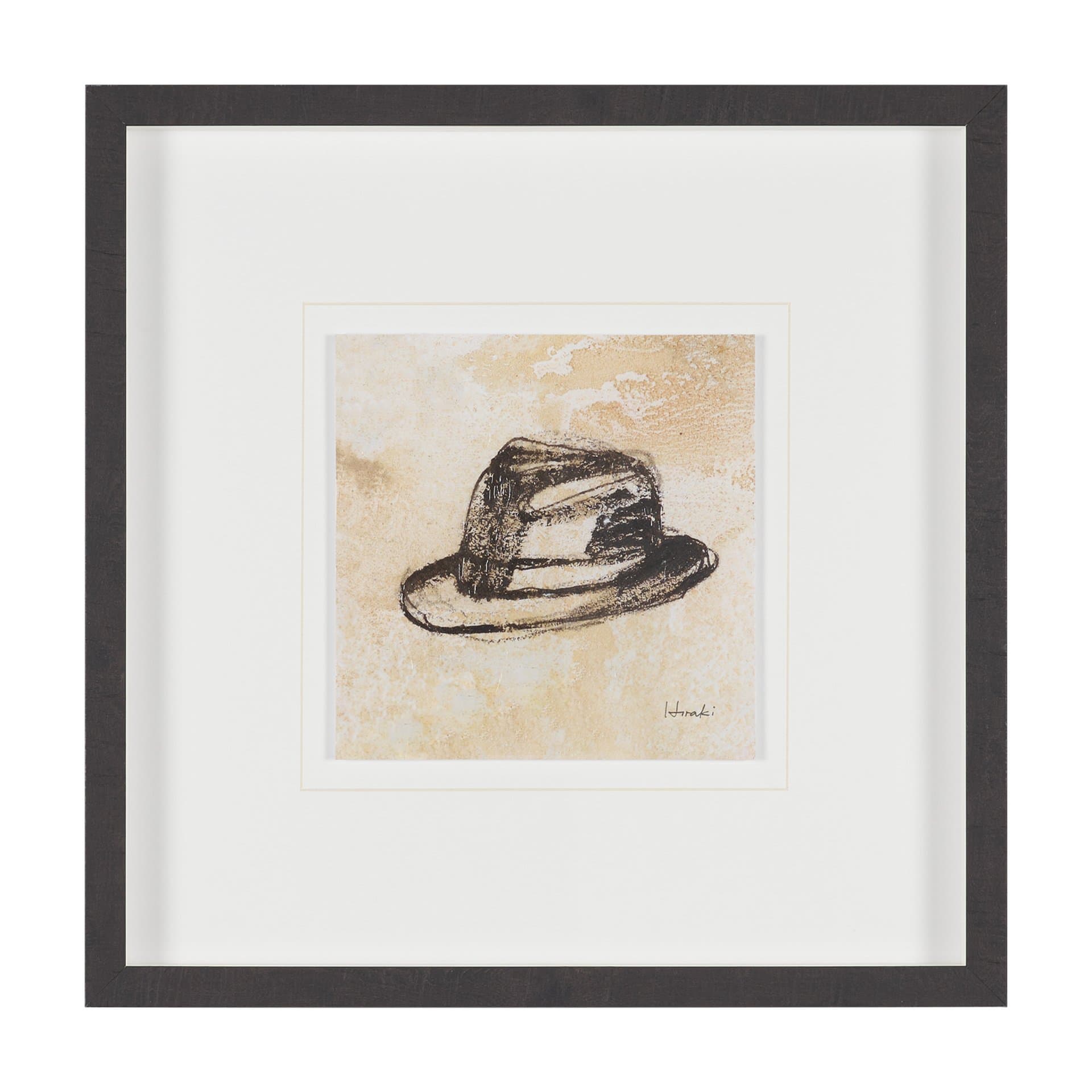 Fedora by Mercana Studio Hand-Embellished Textured Framed Artwork Matted under Glass — product photograph