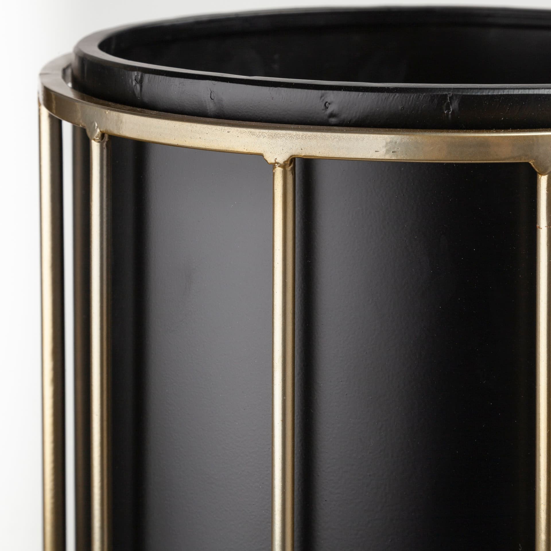 Pianta 13 x 21 Set of Two Black Metal Insert Brass Frame Plant Stands — product photograph