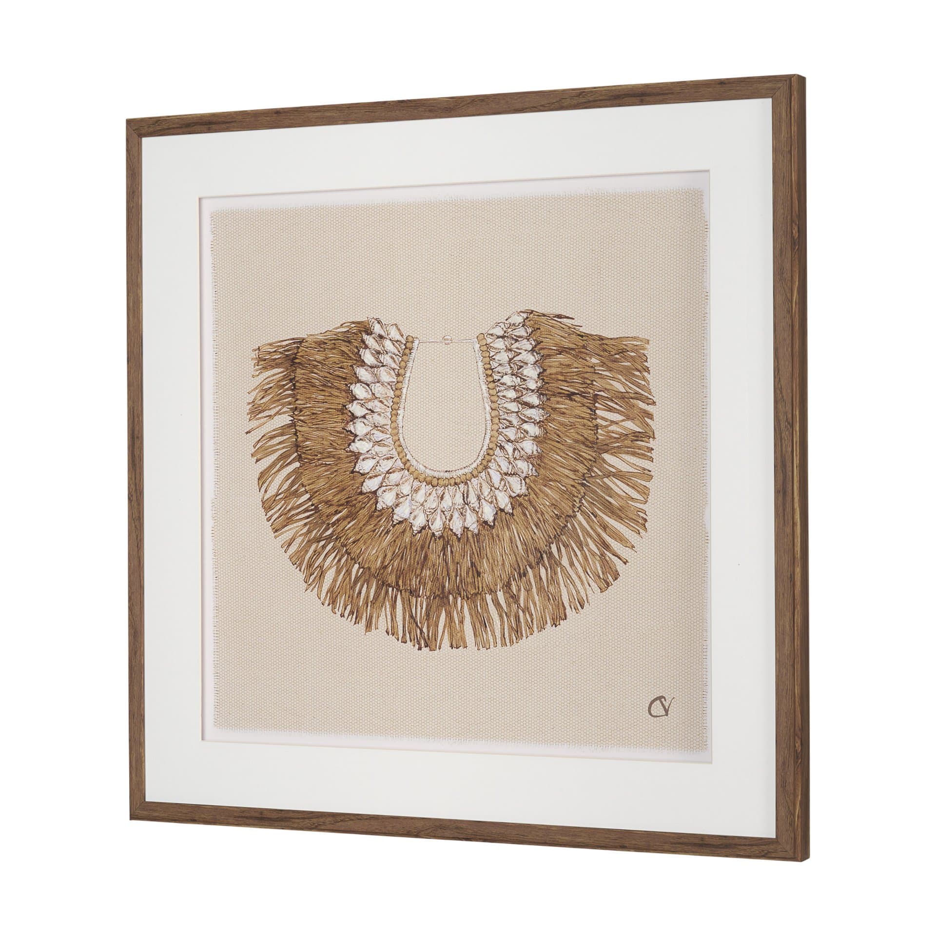 Papua Necklace III by Mercana Studio Hand-Embellished Textured Framed Artwork Matted under Glass — product photograph
