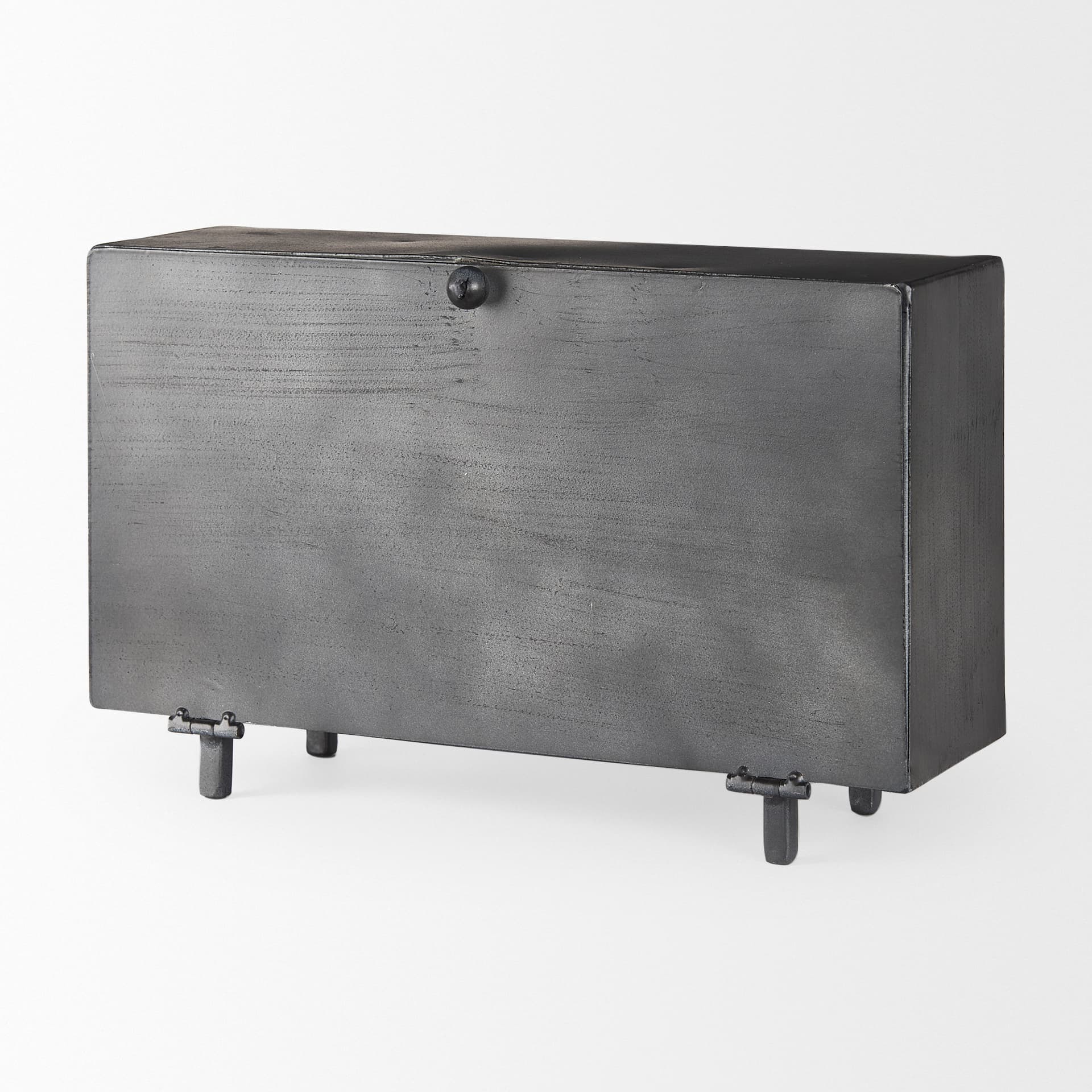 Harvey 13.0L x 4.5W x 8.1H Black Metal and Wood Rectangular Table Clock — product photograph