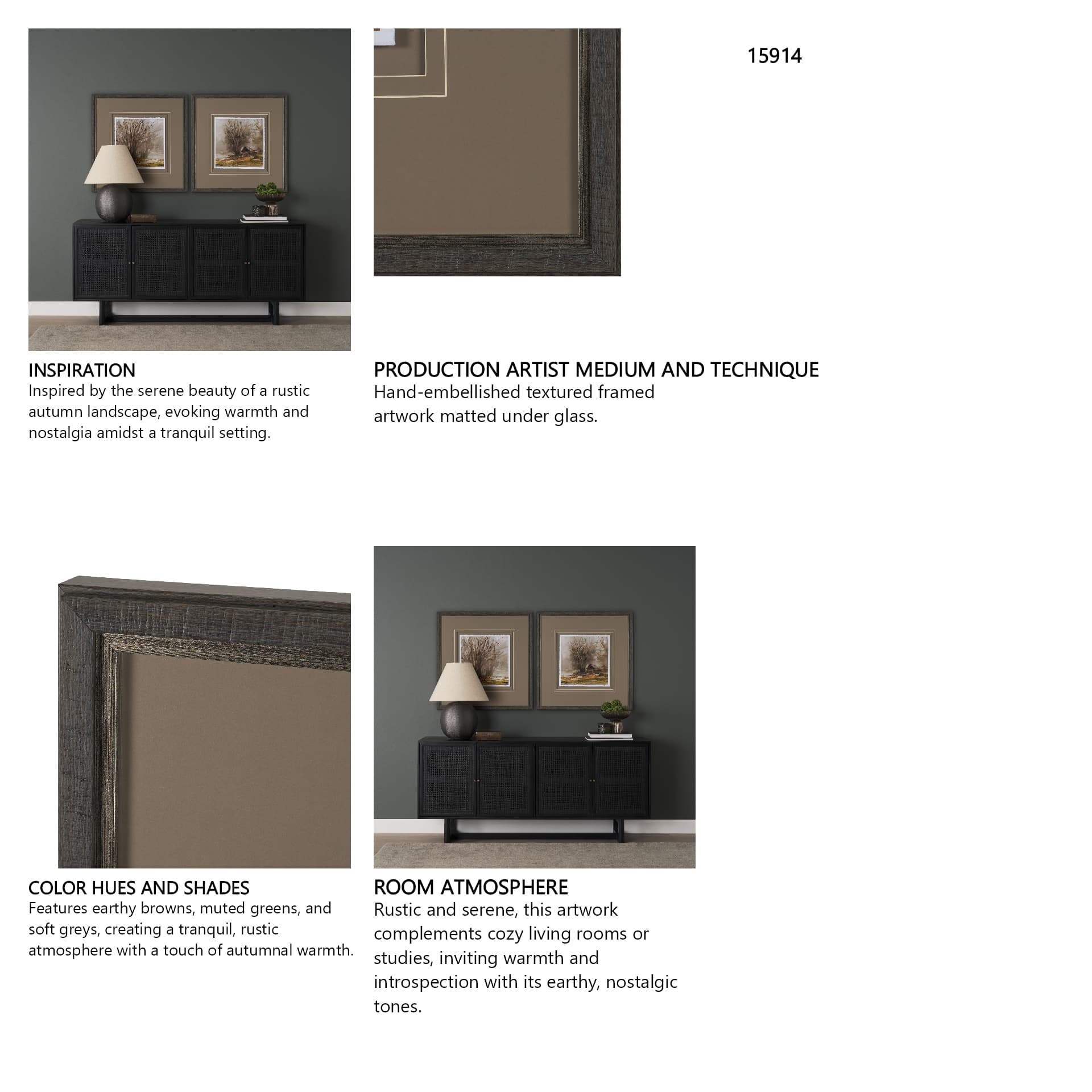 Autumn in the Village II by Mercana Studio Textured Framed Artwork Matted under Glass — in a styled room