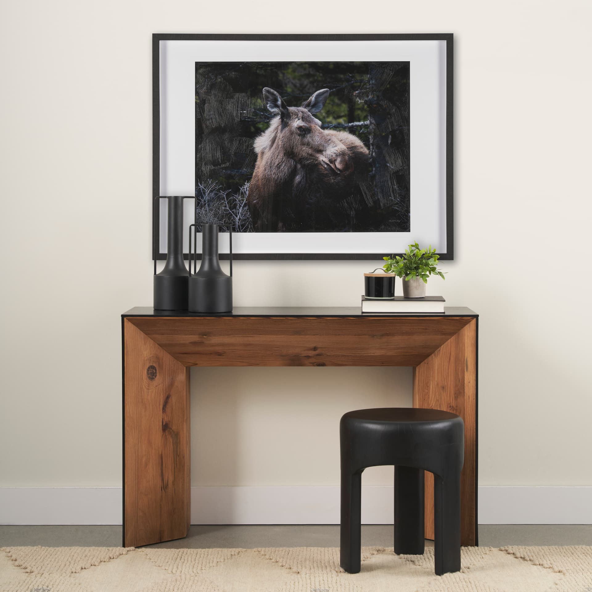 Cautious Gaze by Chad Mackay a Hand Embellished Framed Photo Art Print Matted under Glass — in a styled room