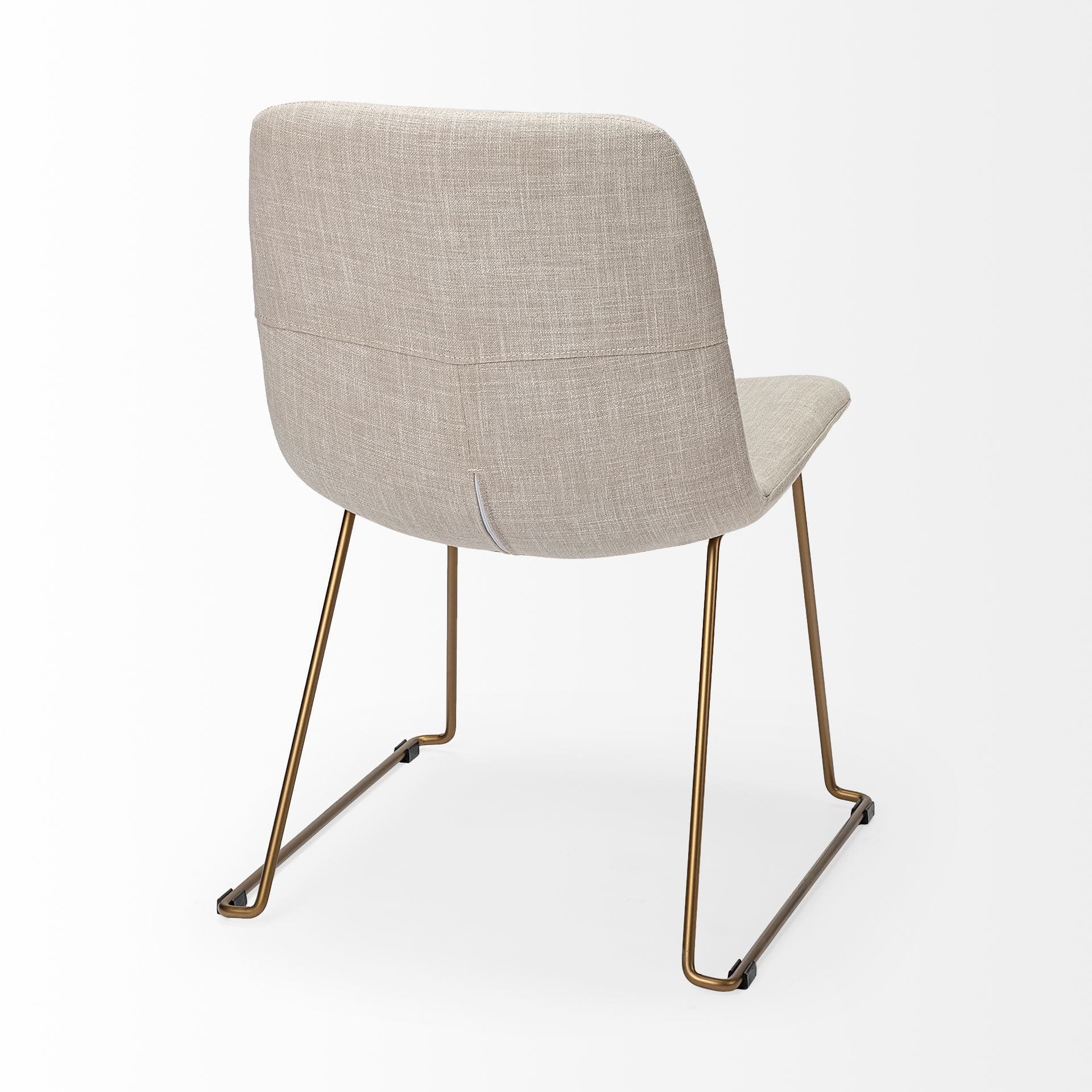 Sawyer Solid Back Dining Side Chair | Beige Fabric w/ Gold Metal — product photograph
