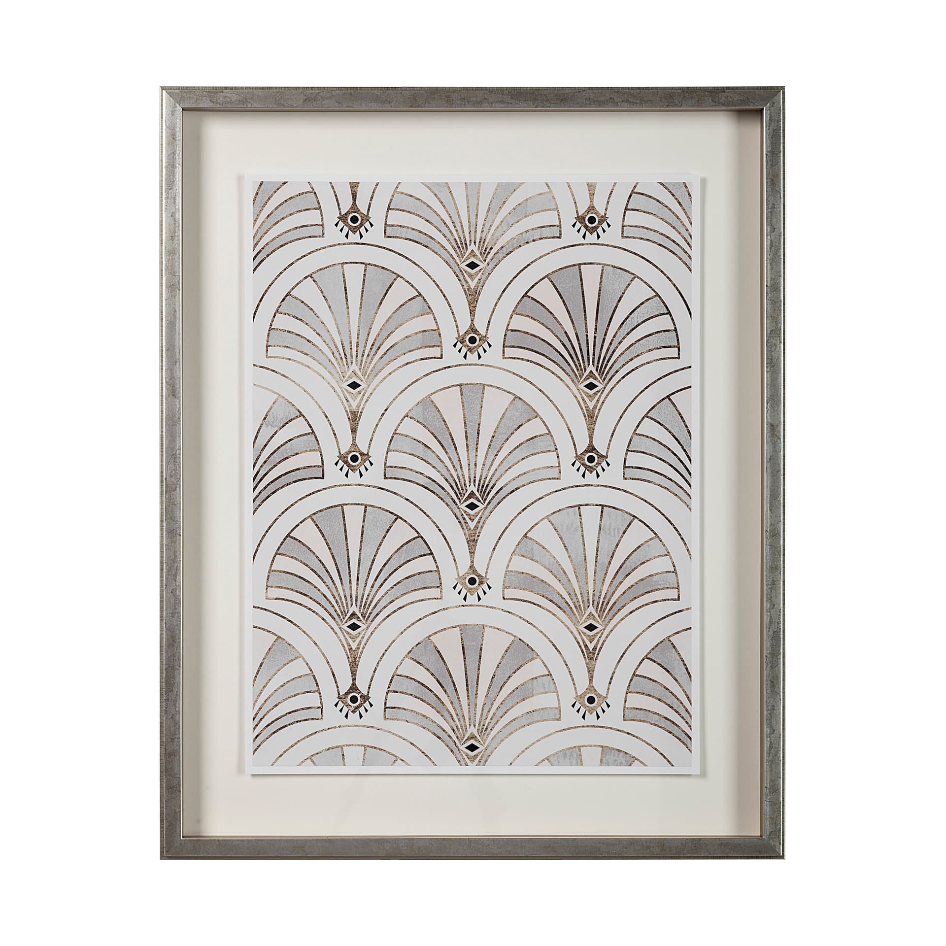 Deco Patterning II by Victoria Barnes Hand Embellished Textured Framed Art Print Matted under Glass — product photograph