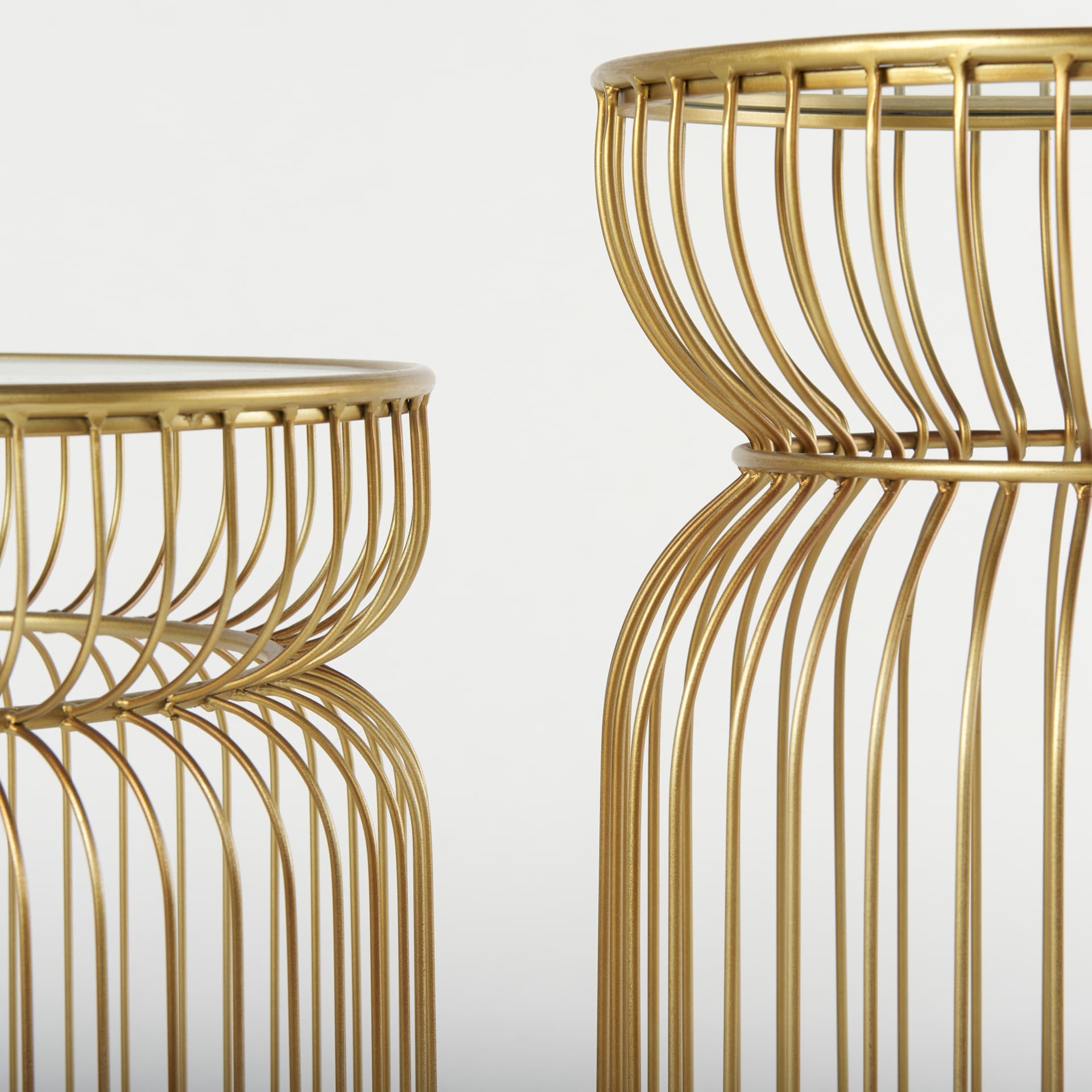 Shani Set of 2 Round, Gold Metal w/ Glass Accent Tables — product photograph