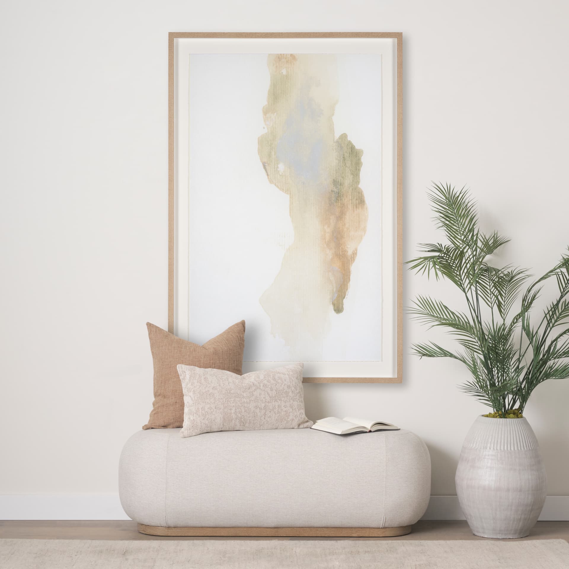 Can you Hear the Peace by Ira Havuka a Hand Embellished Textured Framed Art Print Matted under Glass — in a styled room