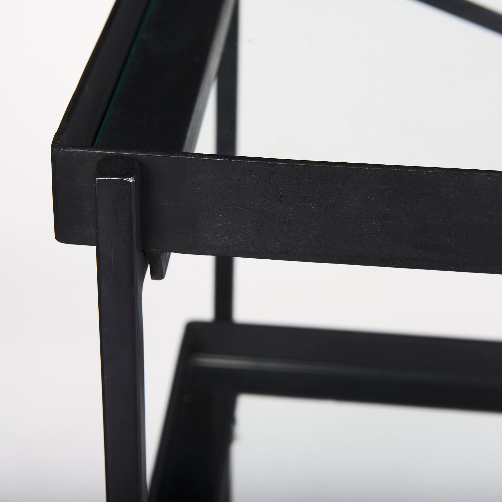 Trey 72.0"L x 16.0"W x 30.0"H Black Metal W/Glass Console Table — product photograph