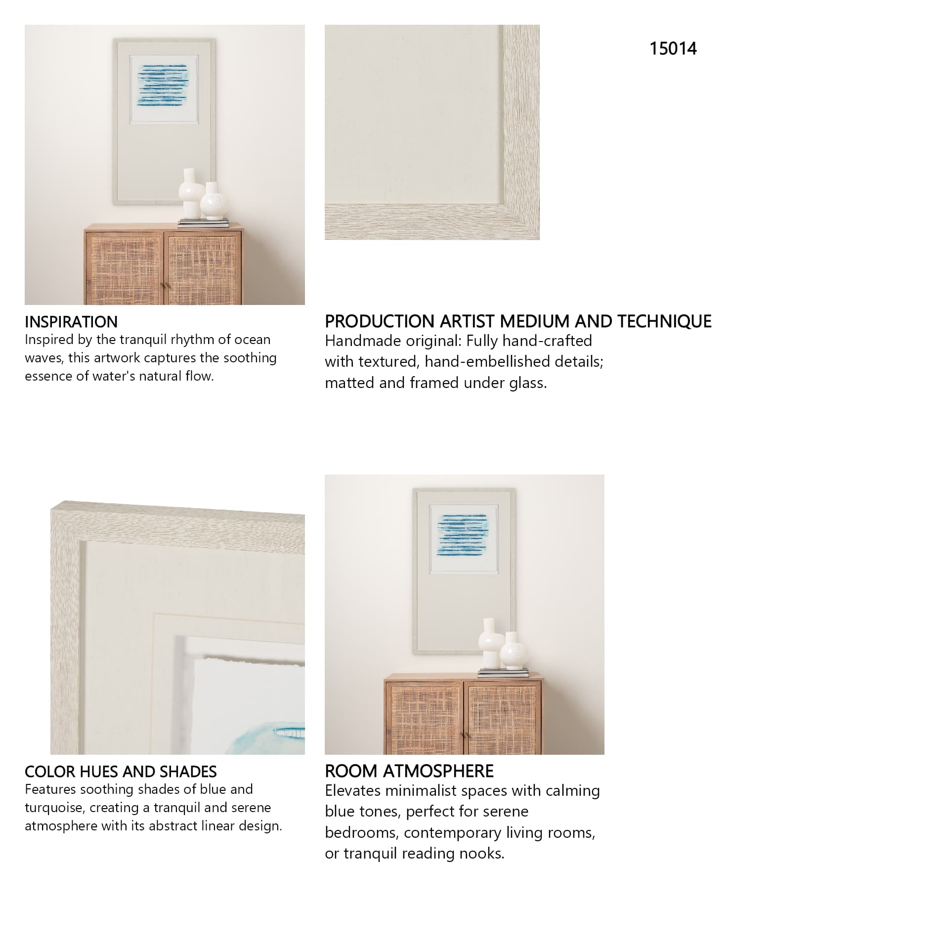Calm River Blue II by Studio M a handmade Original Framed Artwork under Glass — in a styled room