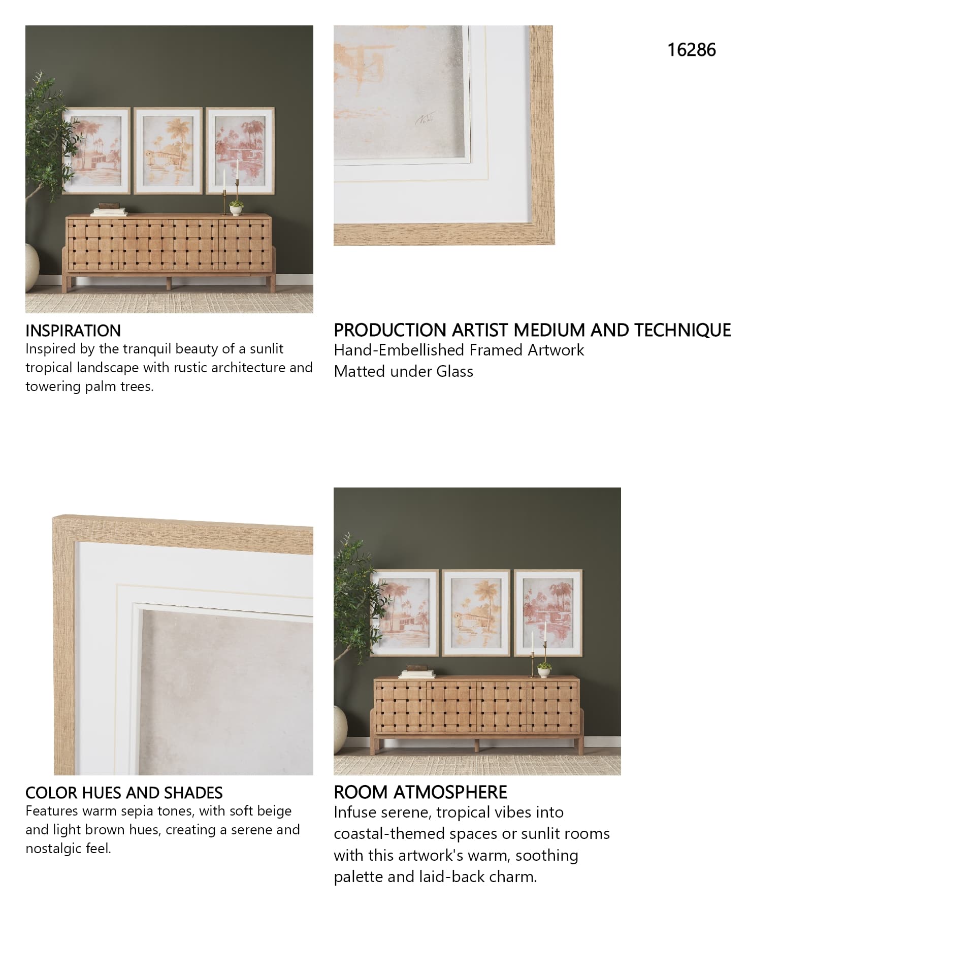 Palm Spring II by Mercana Studio Hand-Embellished Framed Artwork Matted under Glass — product photograph