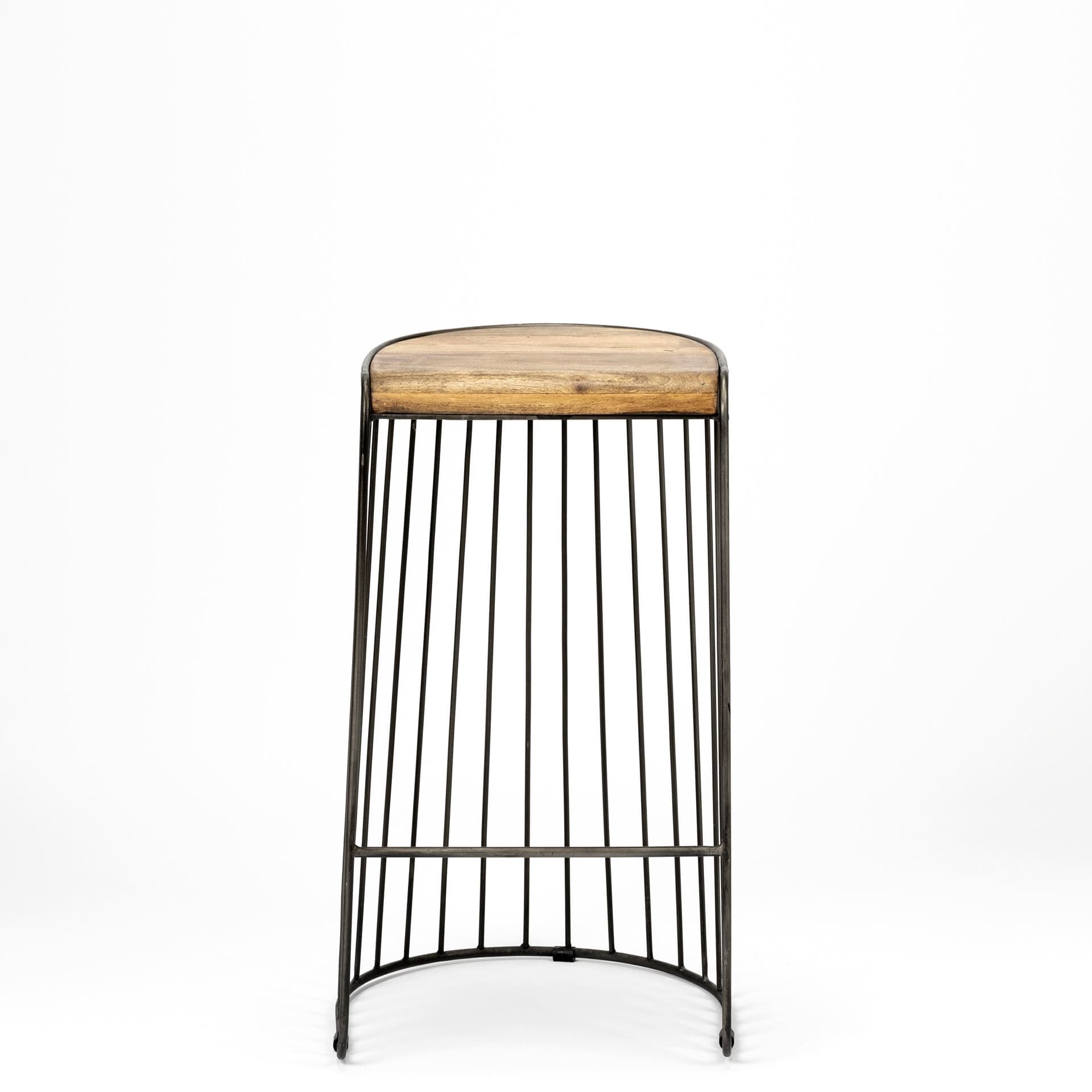 Seagram Backless 30.5in Seat Bar Stool | Brown Wood w/ Black Metal — product photograph
