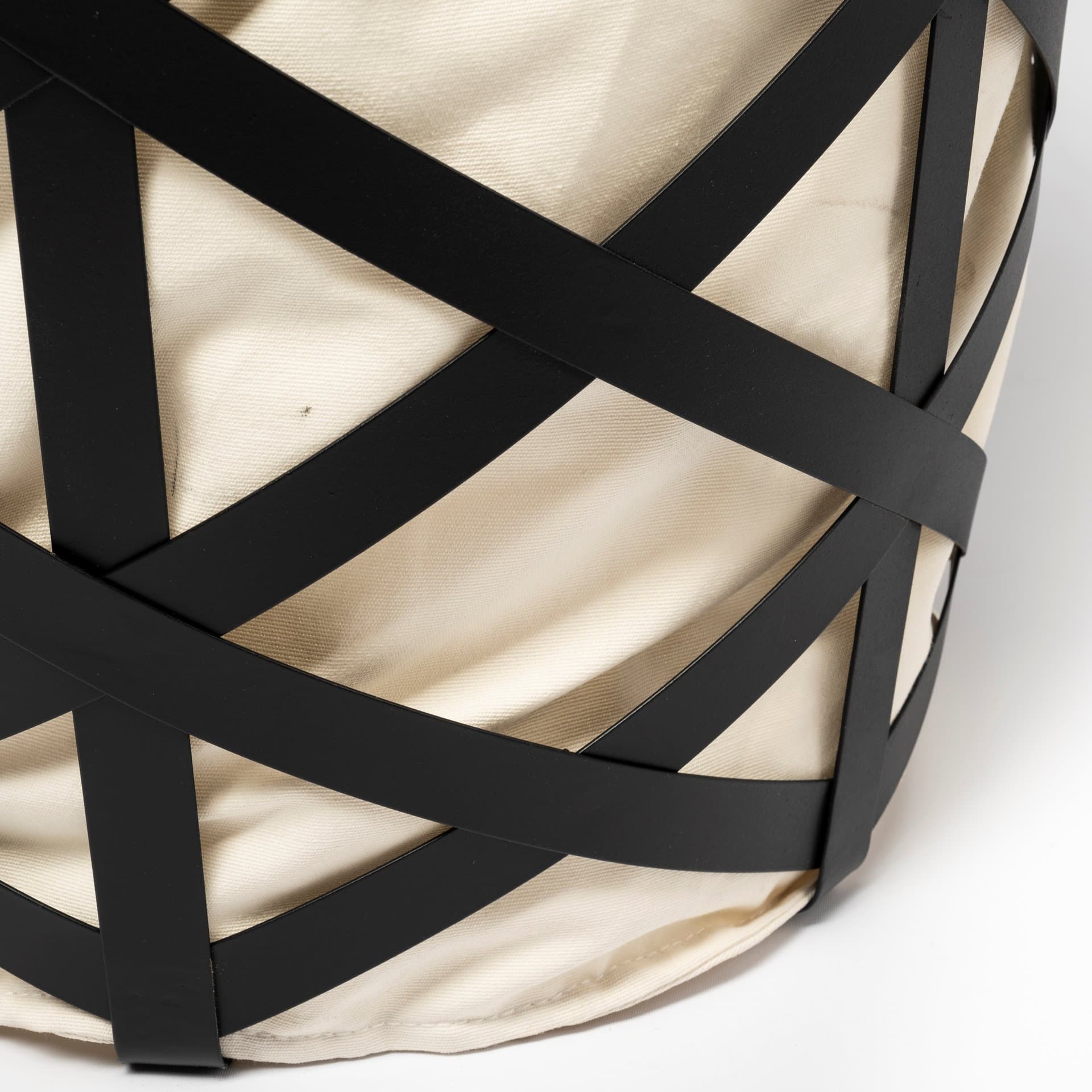 Liya 18L x 15W Black Metal Basket with Cream Fabric Liner — product photograph
