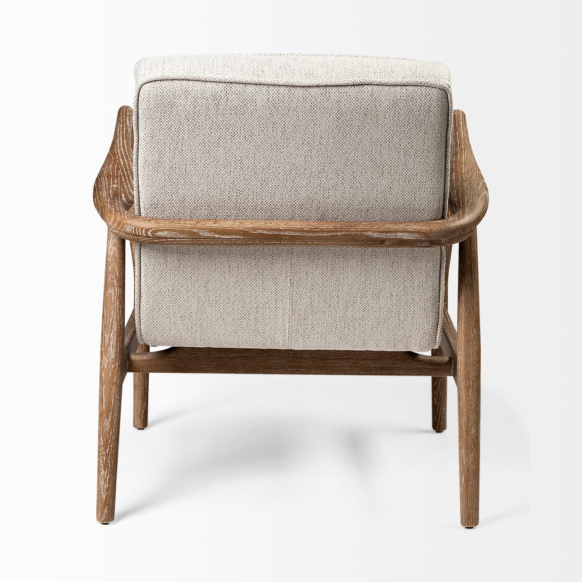 Ajax II Cream Fabric W/ Brown Wooden Frame Accent Chair — product photograph