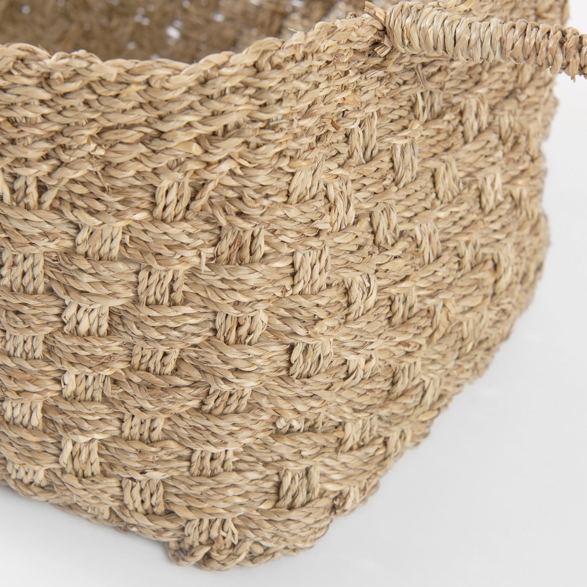 Emra (Set of 3) Light Brown Seagrass Rectangular Basket W/ Handles — product photograph