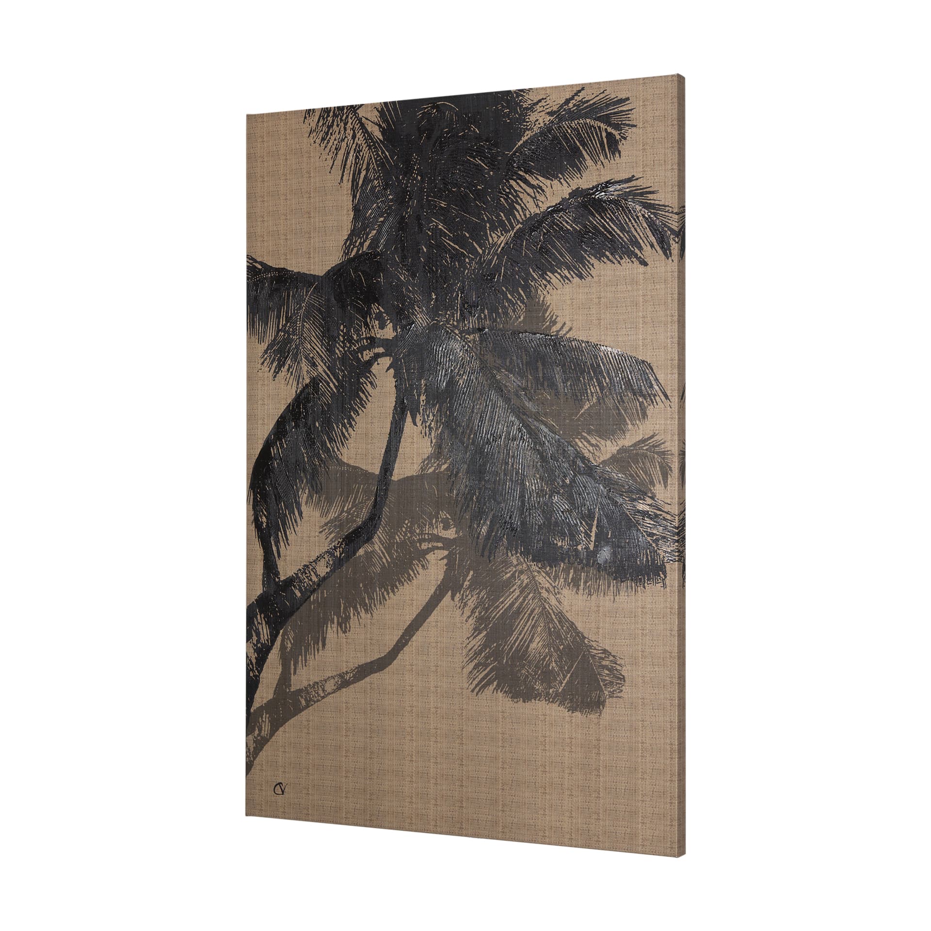 Palm Shadow II by Mercana Studio a Hand Embellished Textured Canvas — product photograph