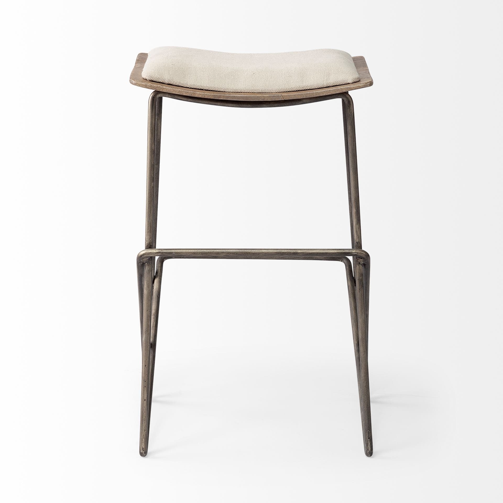 Katniss Backless 26in Seat Counter Stool | Cream Fabric w/ Gold Metal — product photograph