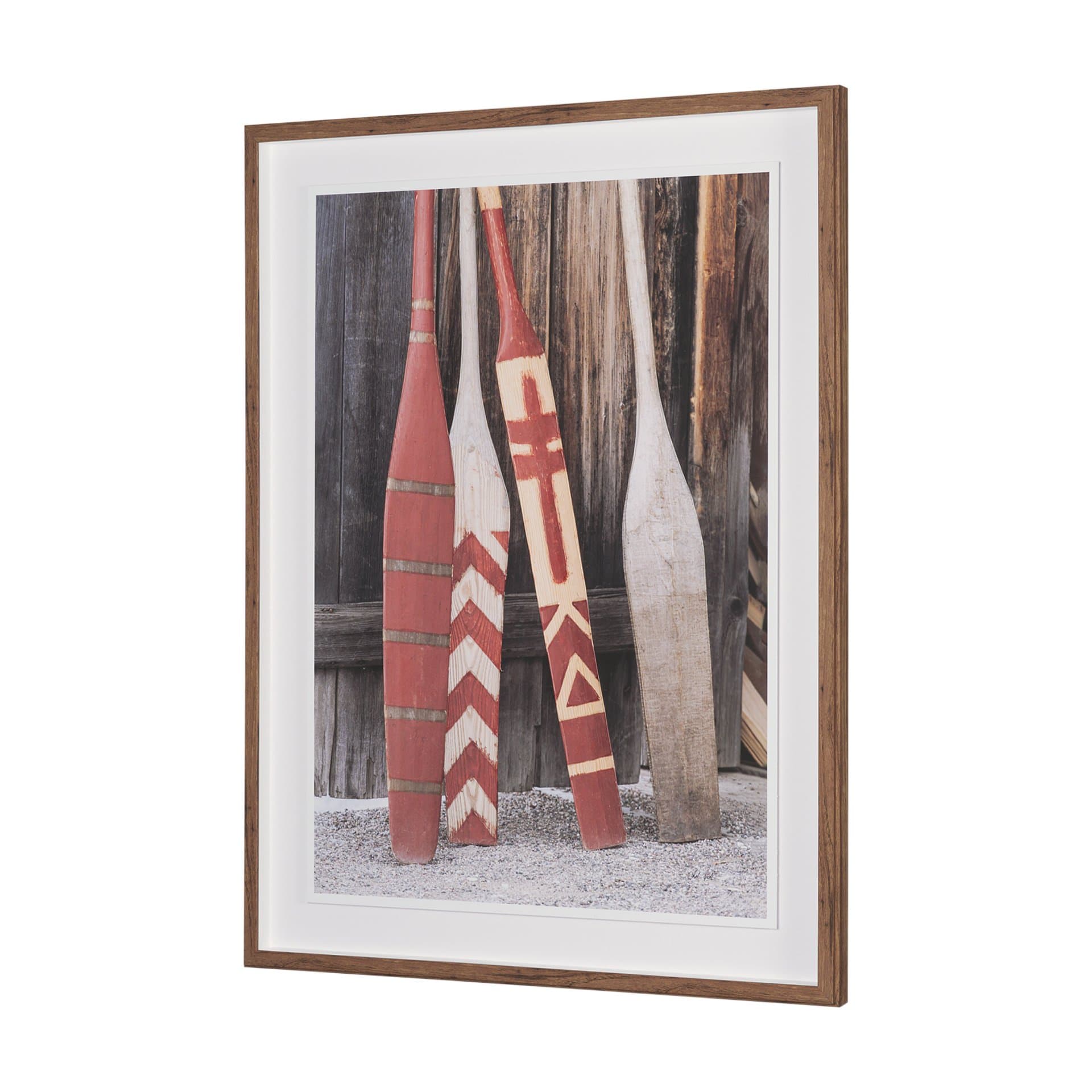 Canoe Paddles by Deborah Revell Hand Embelished Framed Art Print Matted under Glass — product photograph
