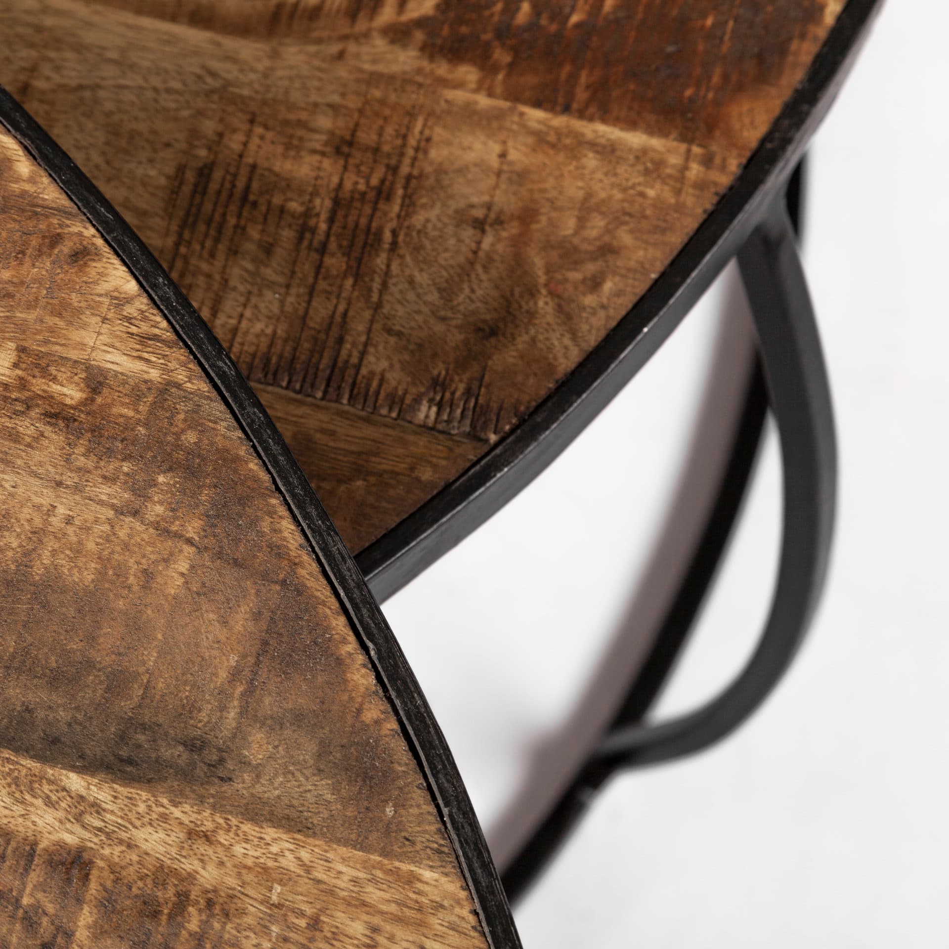 Clapp I Set of 2 (41" & 38") Round Brown Wood Top Black Iron Base Nesting Coffee Tables — product photograph