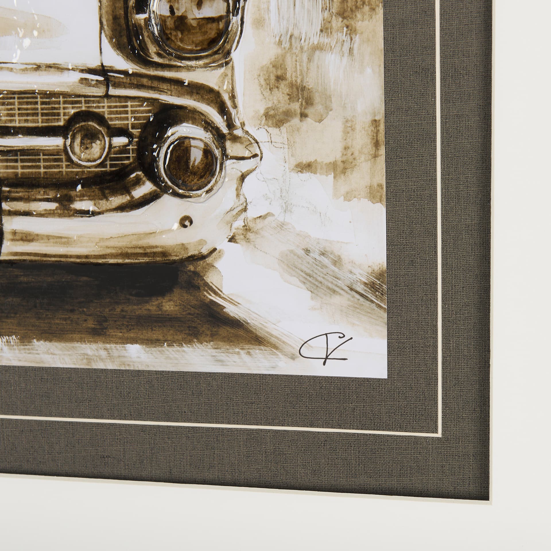 Vintage Car Picture IV by Mercana Studio Hand Embellished Framed Art Print Matted under Glass — product photograph