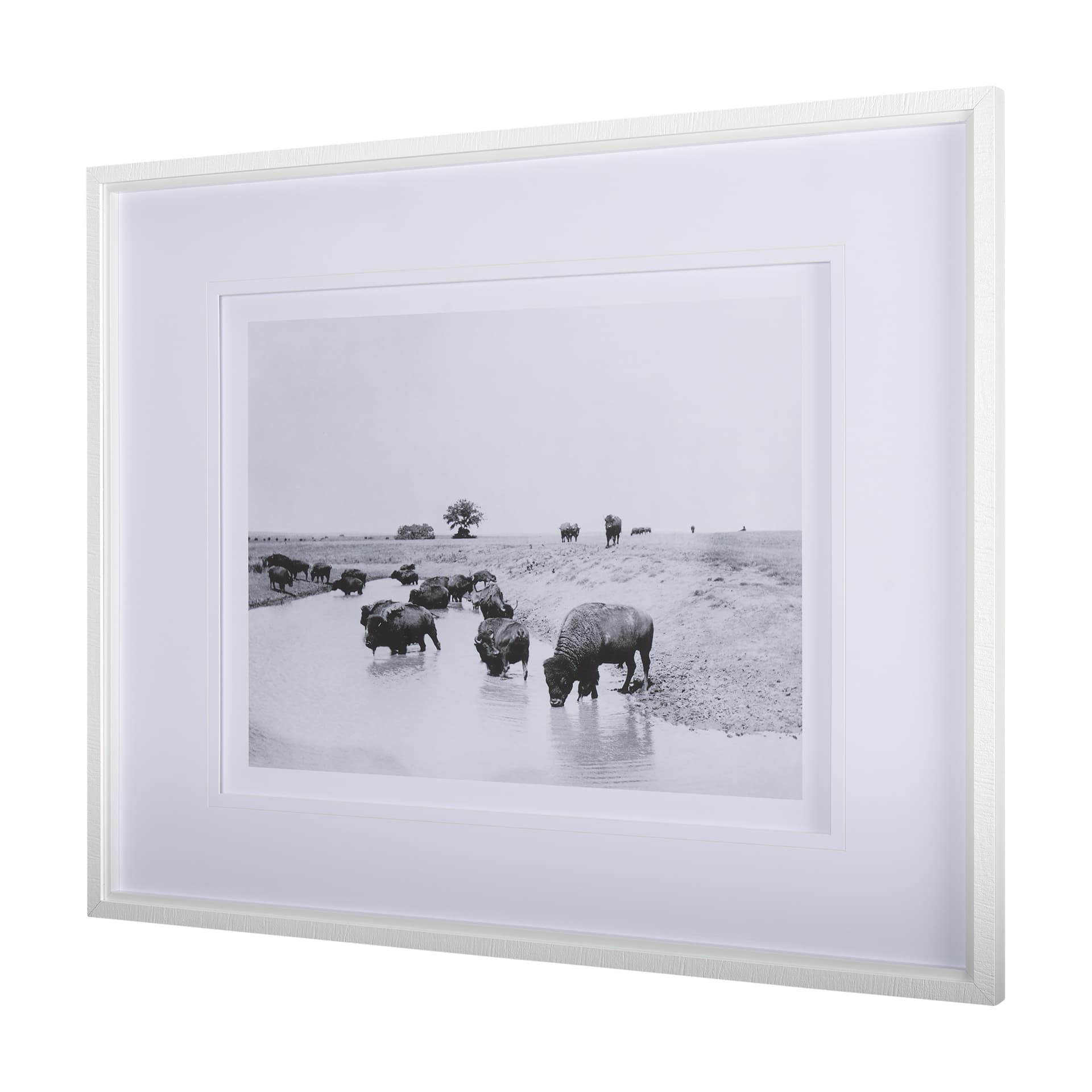 Buffalo Brook by Mercana Studio a Hand Embellished Textured Framed Art Photograph Matted under Glass — product photograph