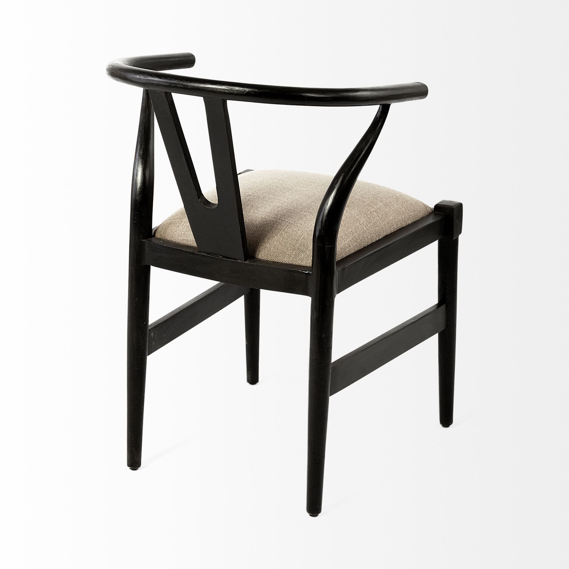 Trixie Curved Back Dining Arm Chair | Dark Taupe Fabric w/ Wooden — product photograph
