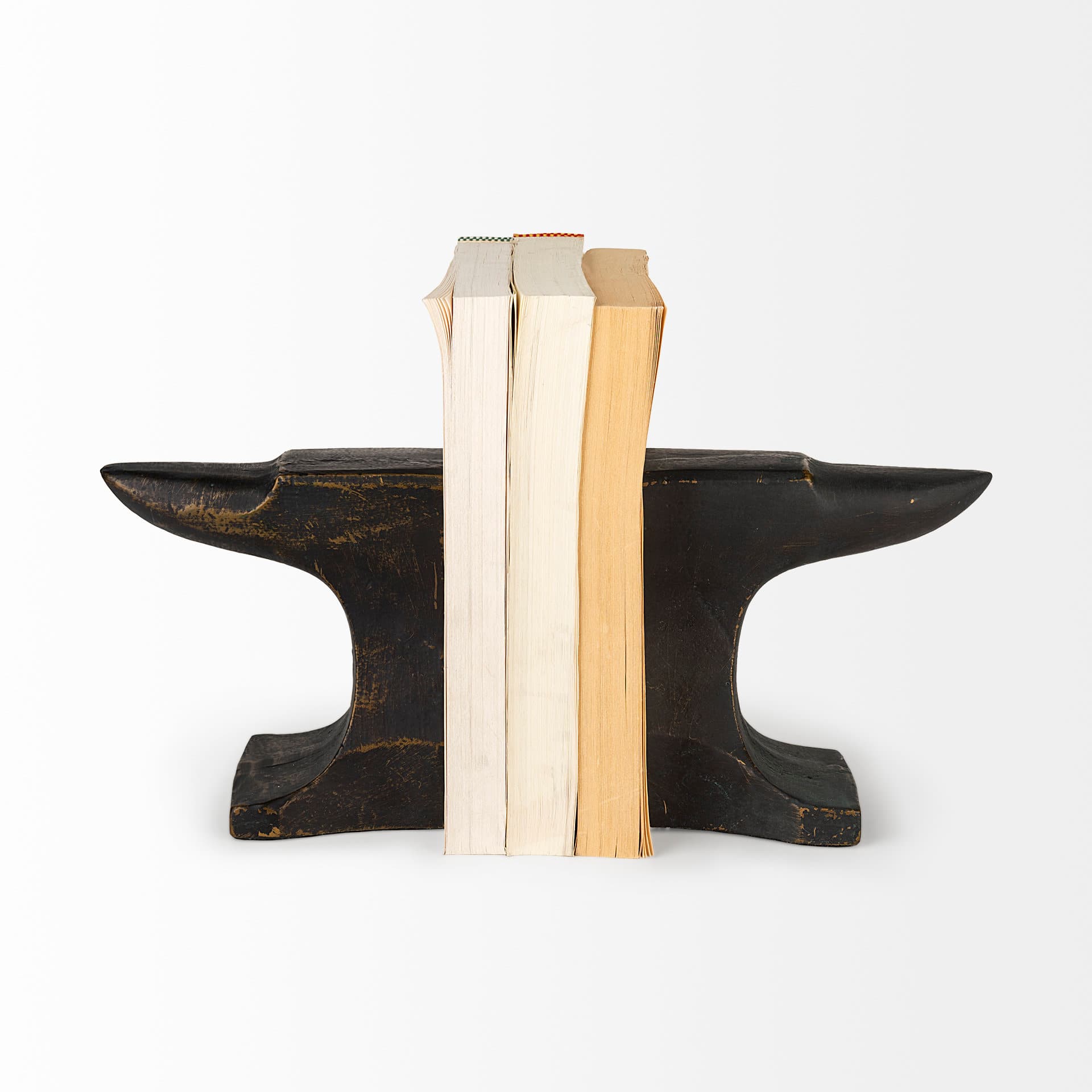 Anvilia (Set of 2) 12L x 4W Black With Gold Accents Anvil Shaped Bookends — product photograph