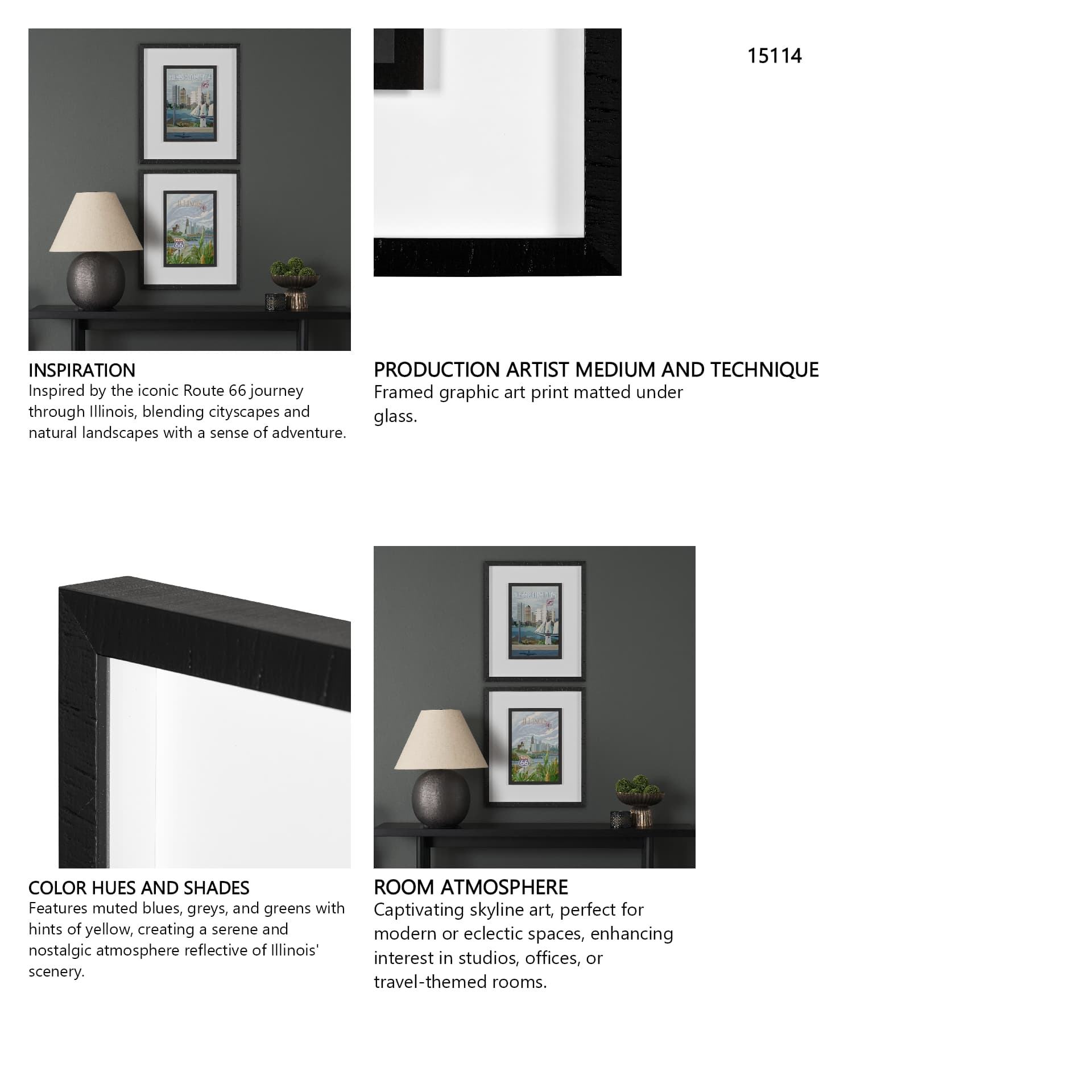 Illinois Go USA (M) by Mercana Studio a Framed Art Print Matted under Glass — in a styled room