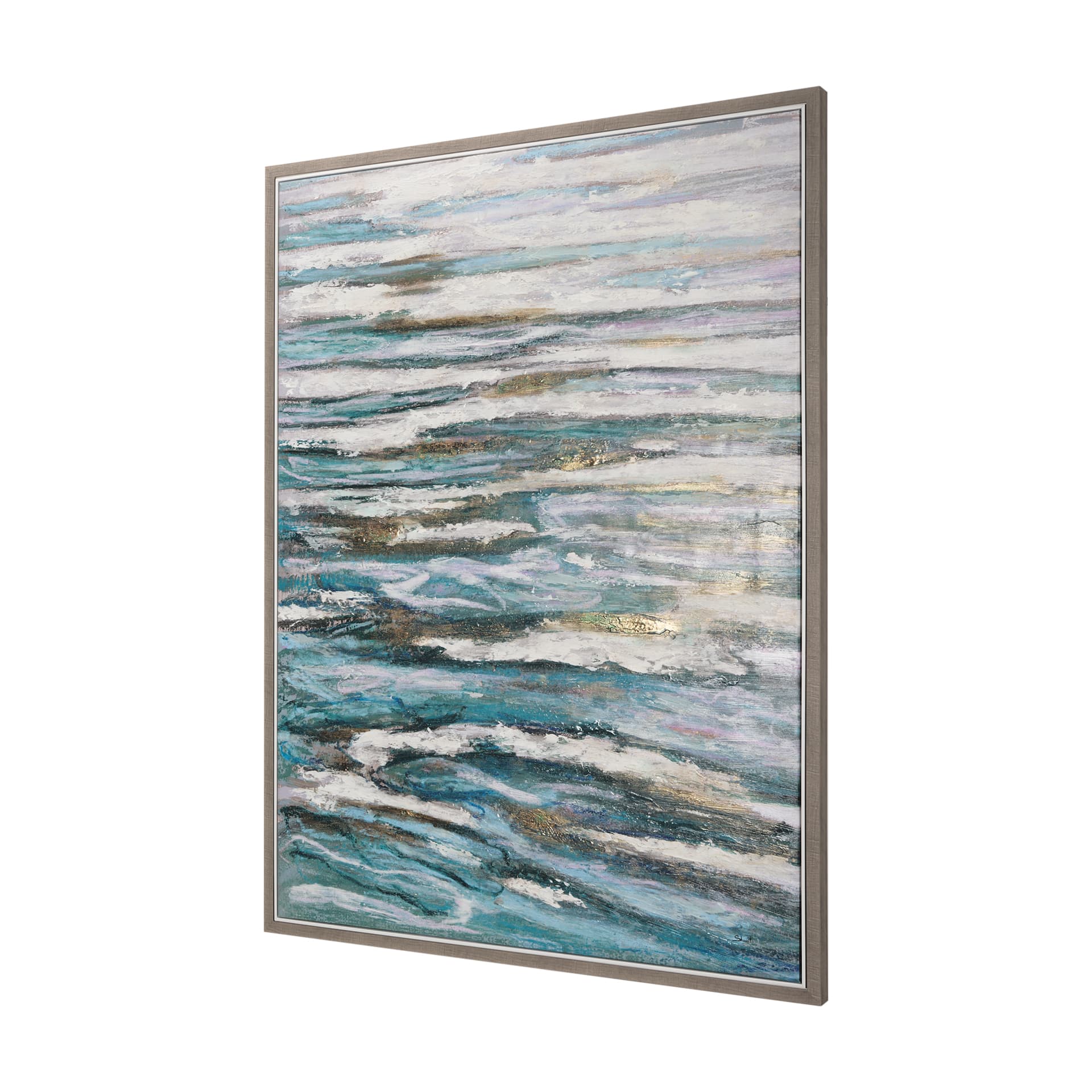 Sunshine Glare on The Waves I by Mercana Studio a Hand Embellished Textured Framed Canvas — product photograph
