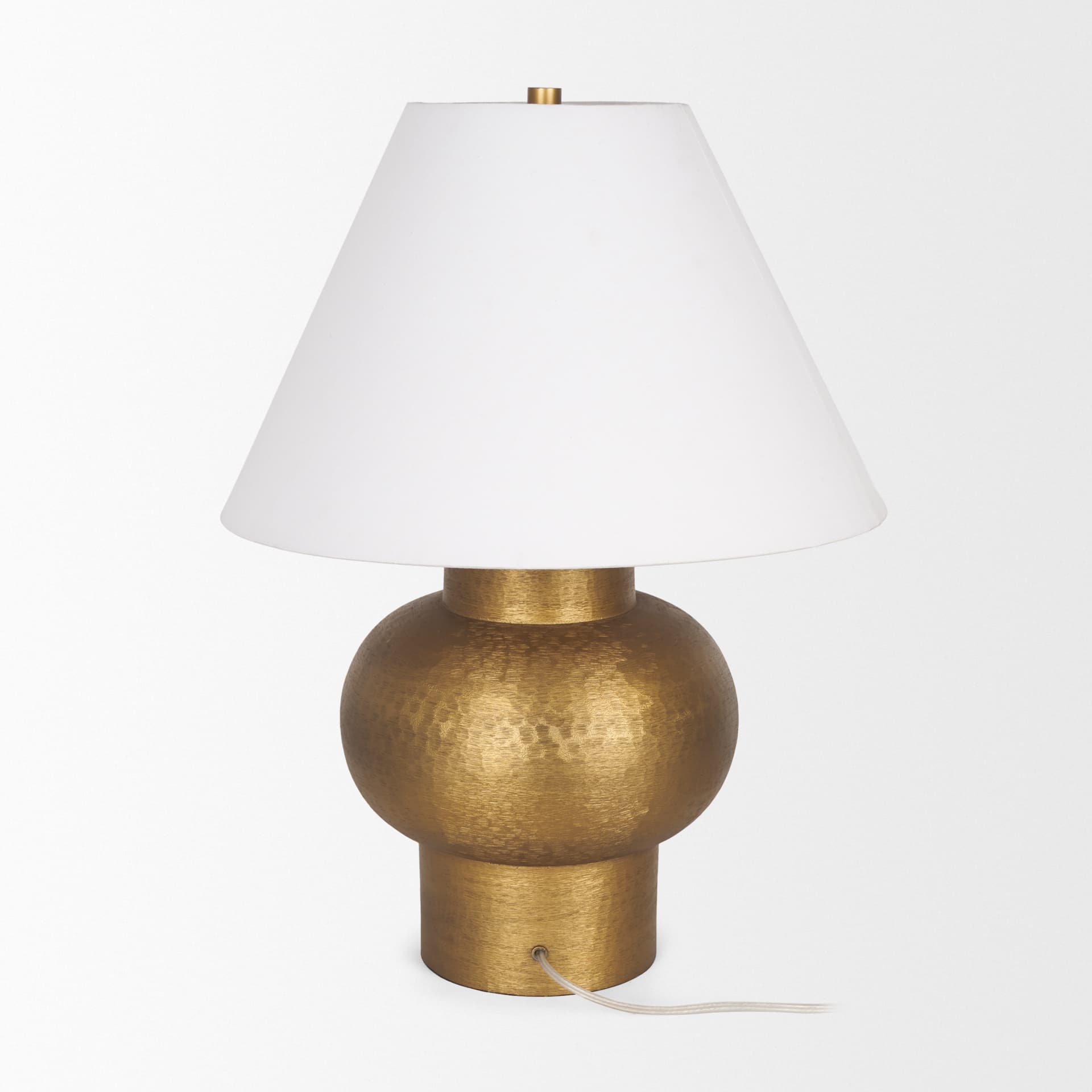 Salaah Antique Gold Brushed Metal w/ Cream Shade Table Lamp — product photograph